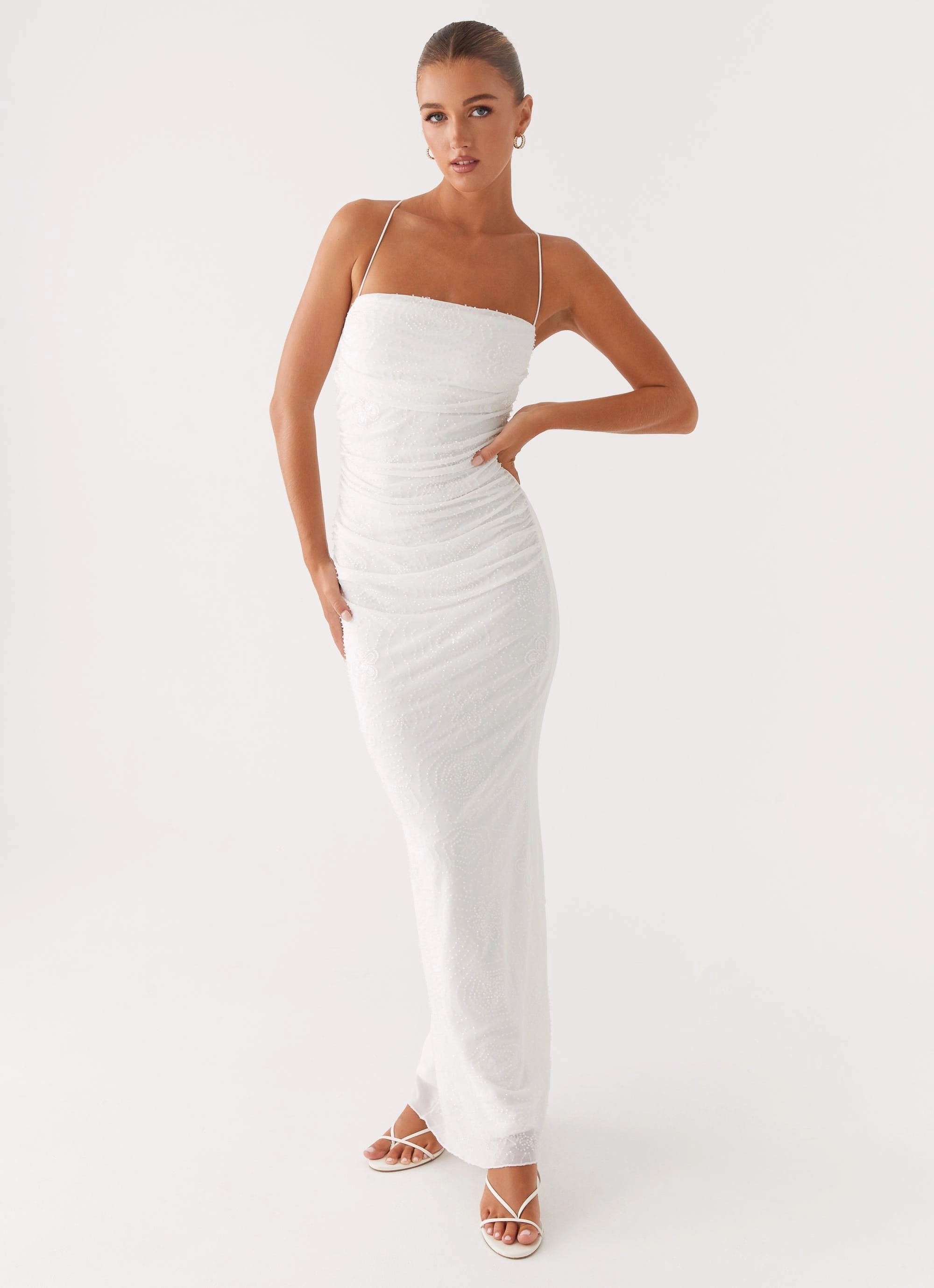 Flattering Fit Wear Paxton Beaded Maxi Dress - White