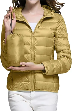 Oplxuo Womens Zip Up Puffer Jacket with Hood Lightweight Packable Quilted Down Coat Winter Padded Puffer Jackets Outerwear
