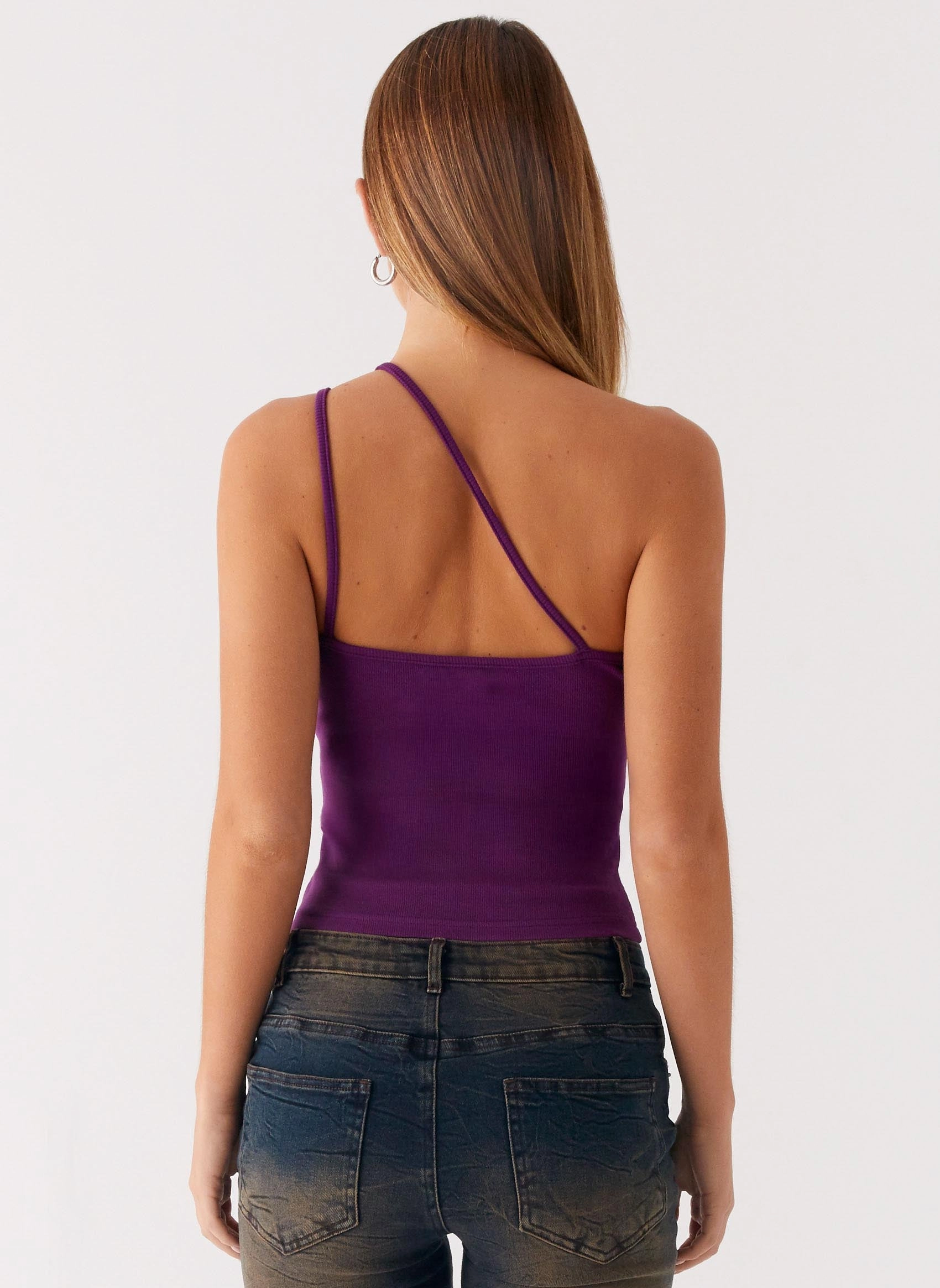 Optix Button Front Top - Plum LowMaintenanceMaterial