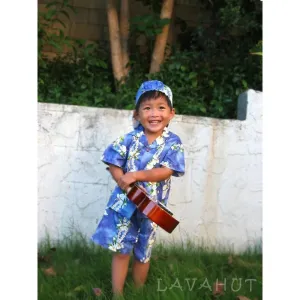 Orchid Purple Hawaiian Boy Shirt & Shorts Set