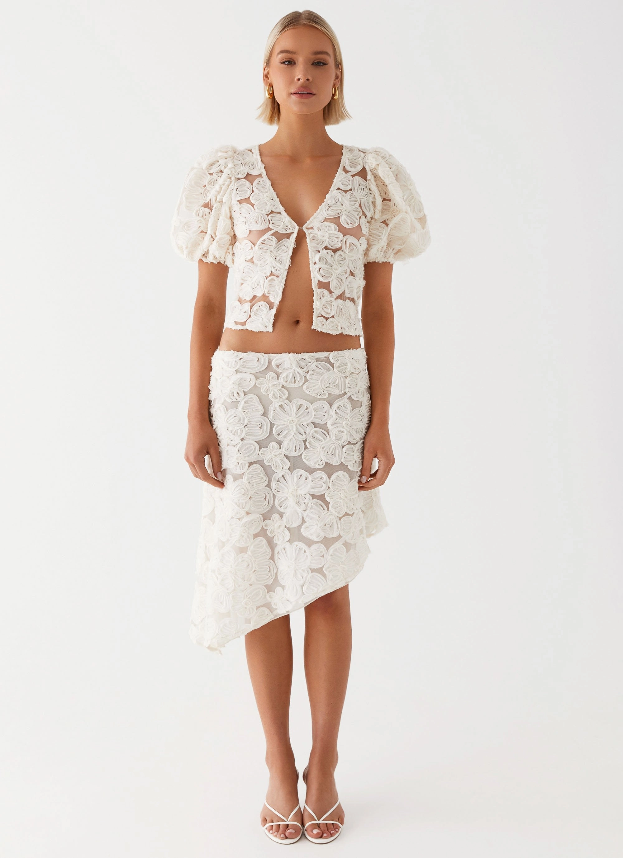 Detail Focus Chill Mood Orchid Breeze Midi Skirt - Ivory