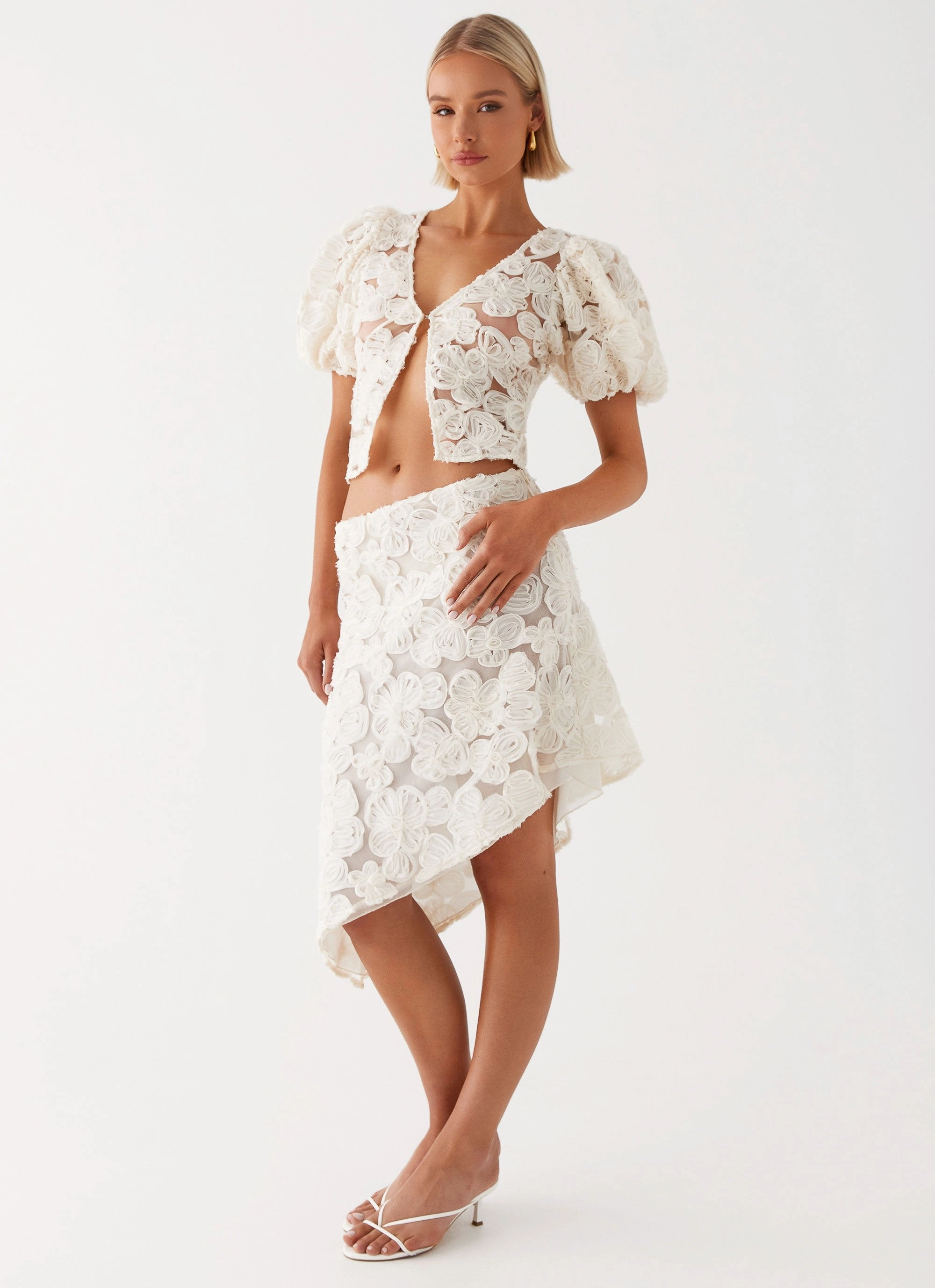 Hidden pockets Urban Style Orchid Breeze Midi Skirt - Ivory