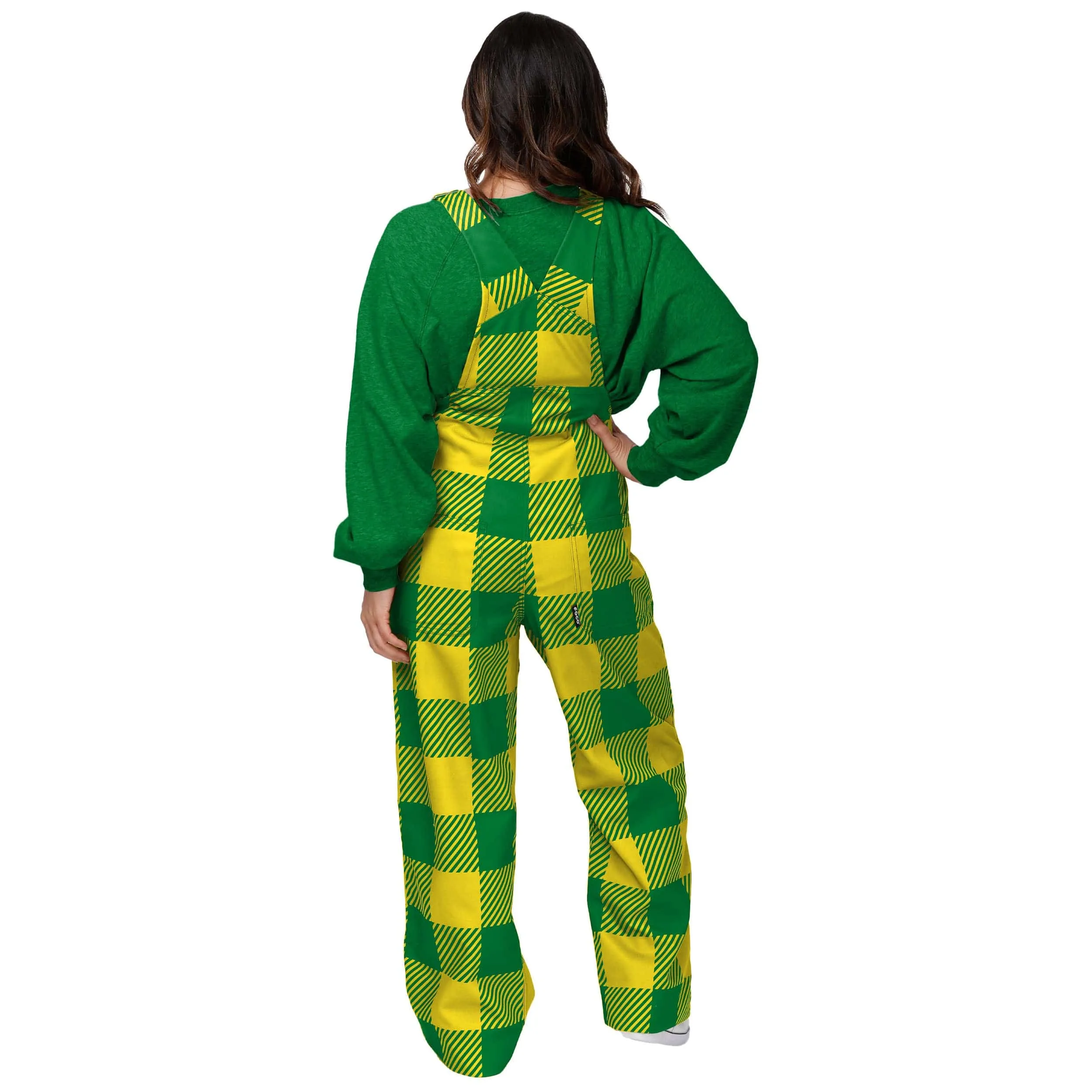 Oregon Ducks NCAA Womens Plaid Bib Overalls
