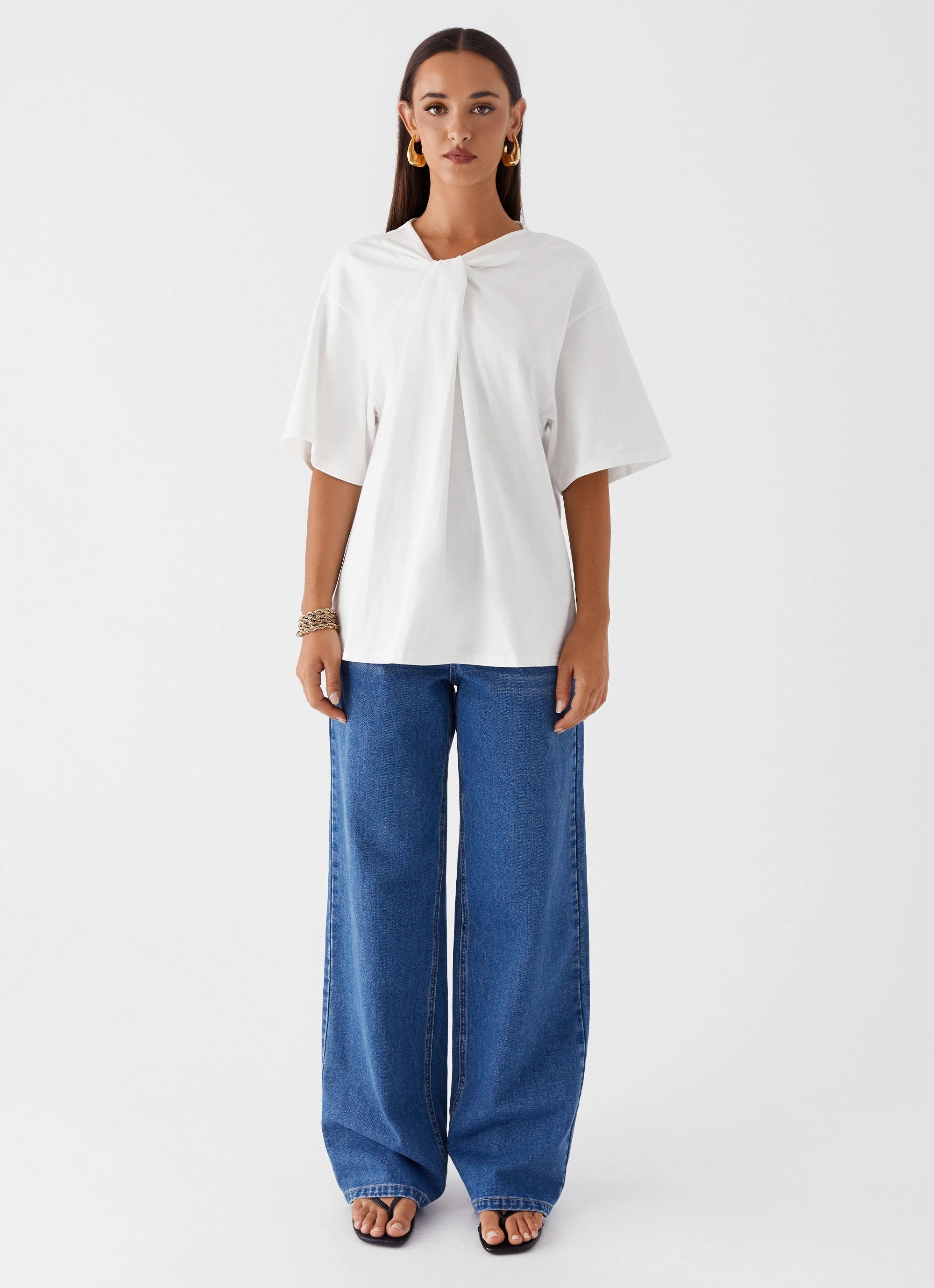 Reflective Safety Accents Easy Fit Orena Twist T-Shirt - White