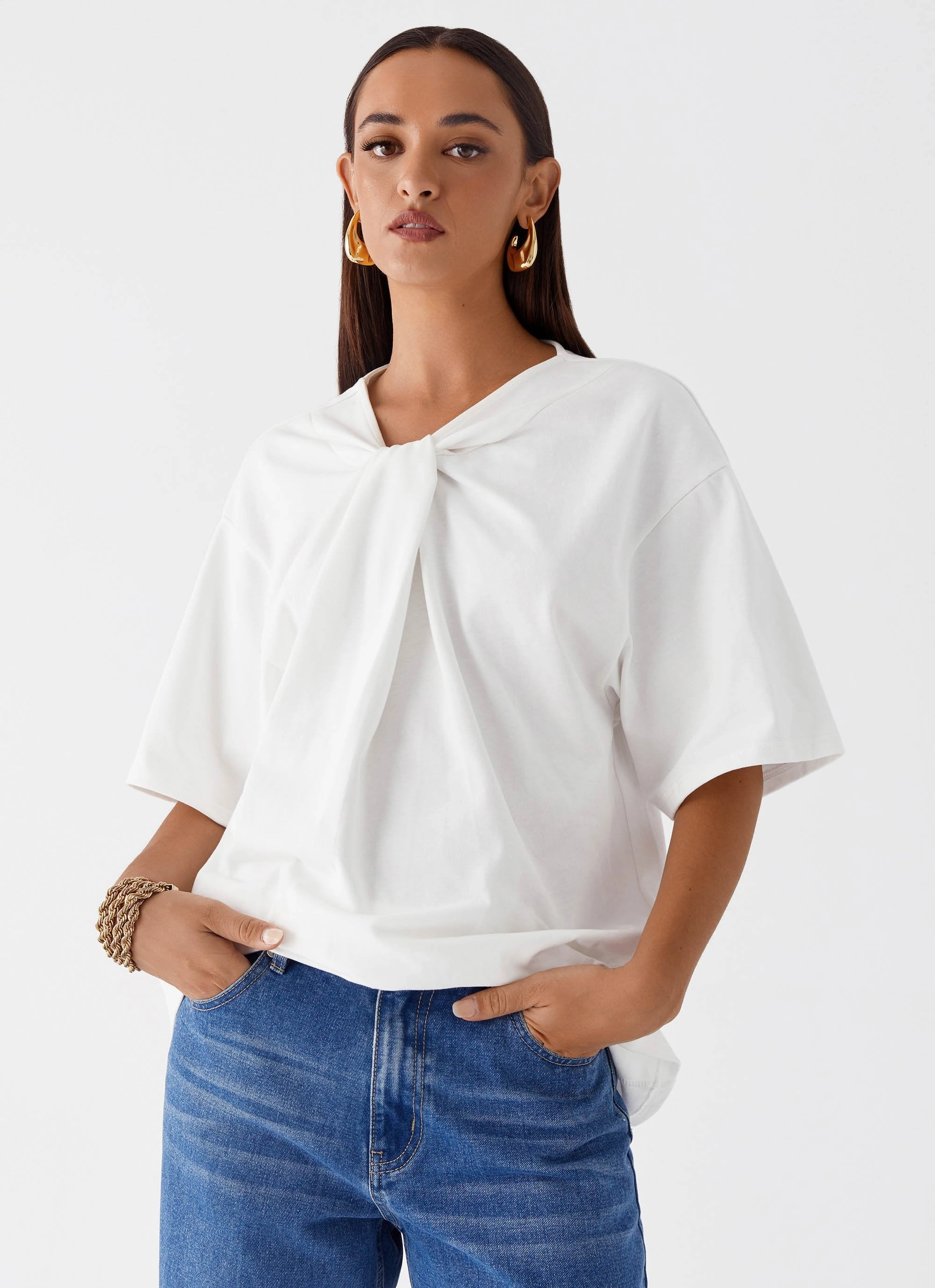 ReinforcedHem Orena Twist T-Shirt - White