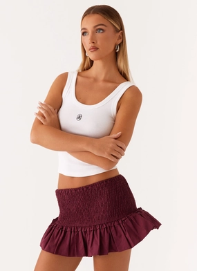 Relaxed Feel Darlee Shirred Mini Skirt - Mulberry