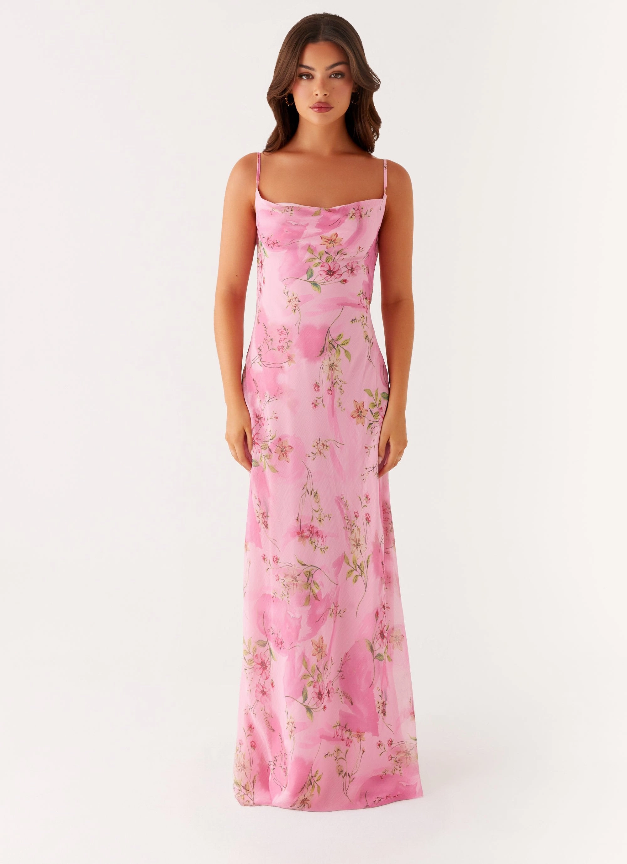 Orlando Maxi Dress - Pink Floral Print Comfortable fit for outings packable