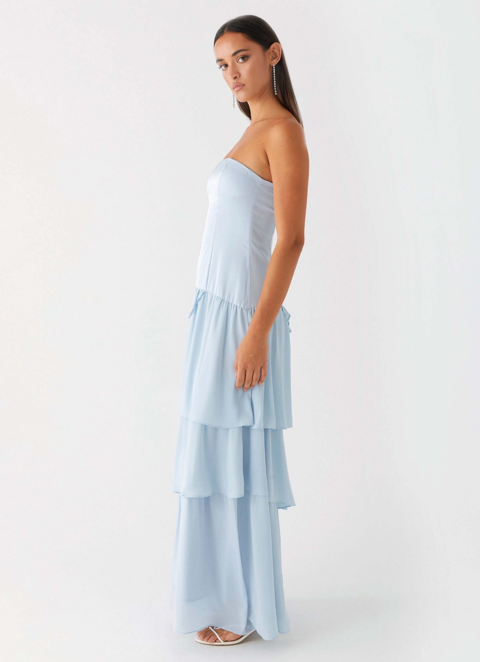 Our Story Maxi Dress - Pastel Blue Mini-Length Timeless Waistband Fit