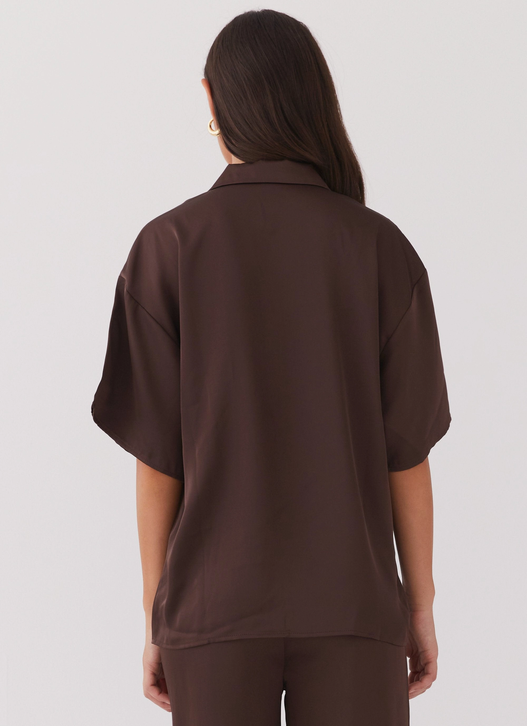 Palm Cove Satin Shirt - Chocolate Puffer Design Impact Absorbing Back Panels