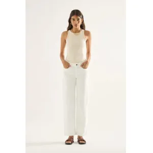 OUTLAND DENIM Elise Mid Straight Jean, Snow White Minimal Vibe