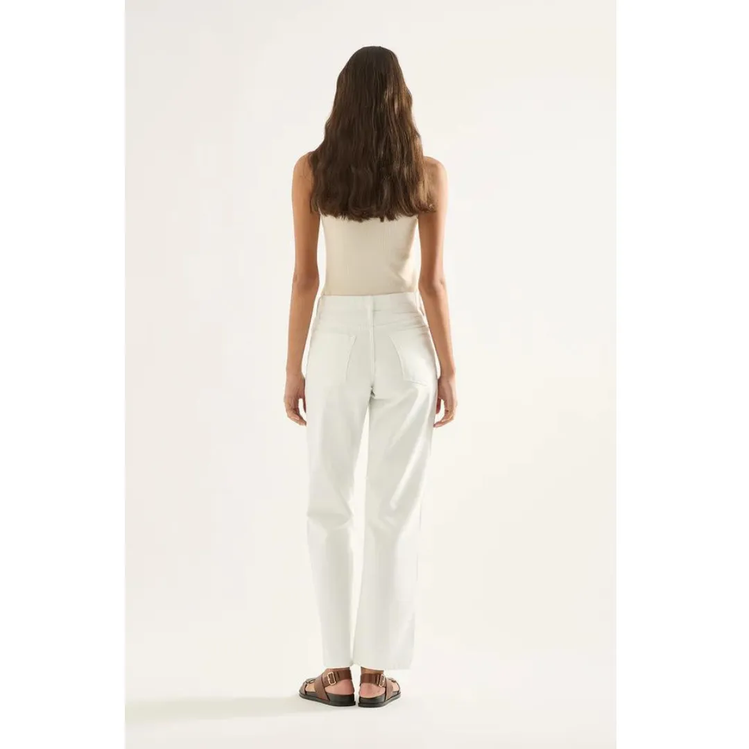 OUTLAND DENIM Elise Mid Straight Jean, Snow White Core Flex AntiSlipWaistband