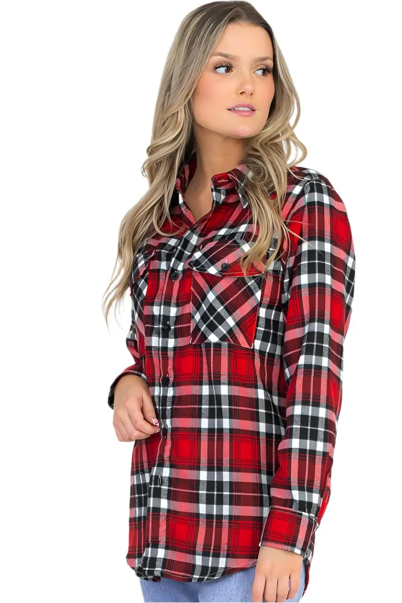 Oversize Red Boyfriend Plaid Checkered Flannel