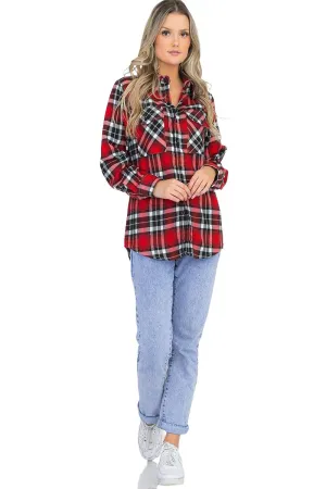 Oversize Red Boyfriend Plaid Checkered Flannel