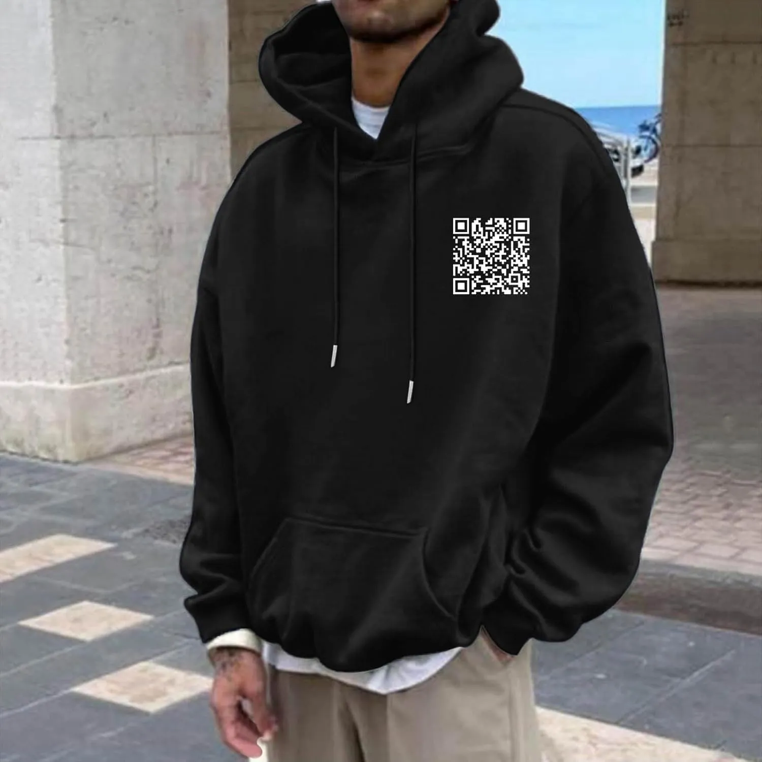 Oversized Hoodie for Men Good Things Take Time & Rose Shape Print Pullover Tops Drop Shoulder Comfy Oversize Fashion Graphic