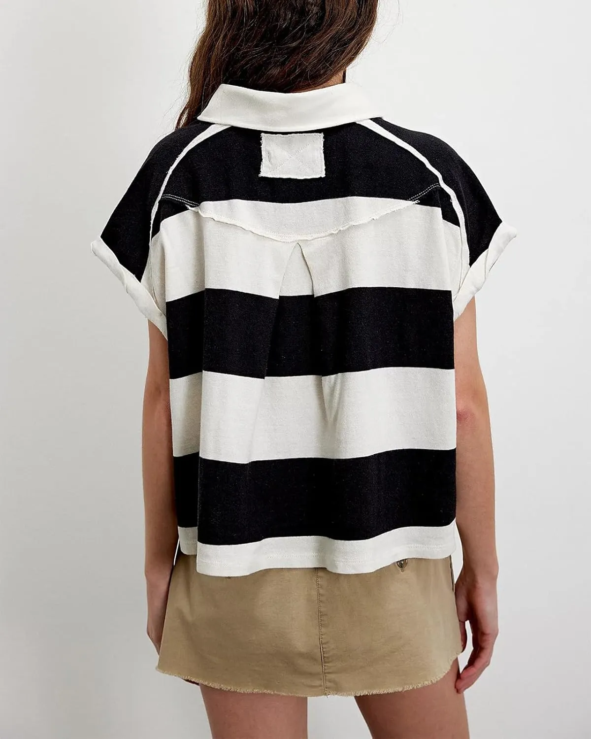 Oversized Tshirts for Women Striped Tee Shirts Y2K Short Sleeve Aesthetic Baggy T-Shirts Summer Tees