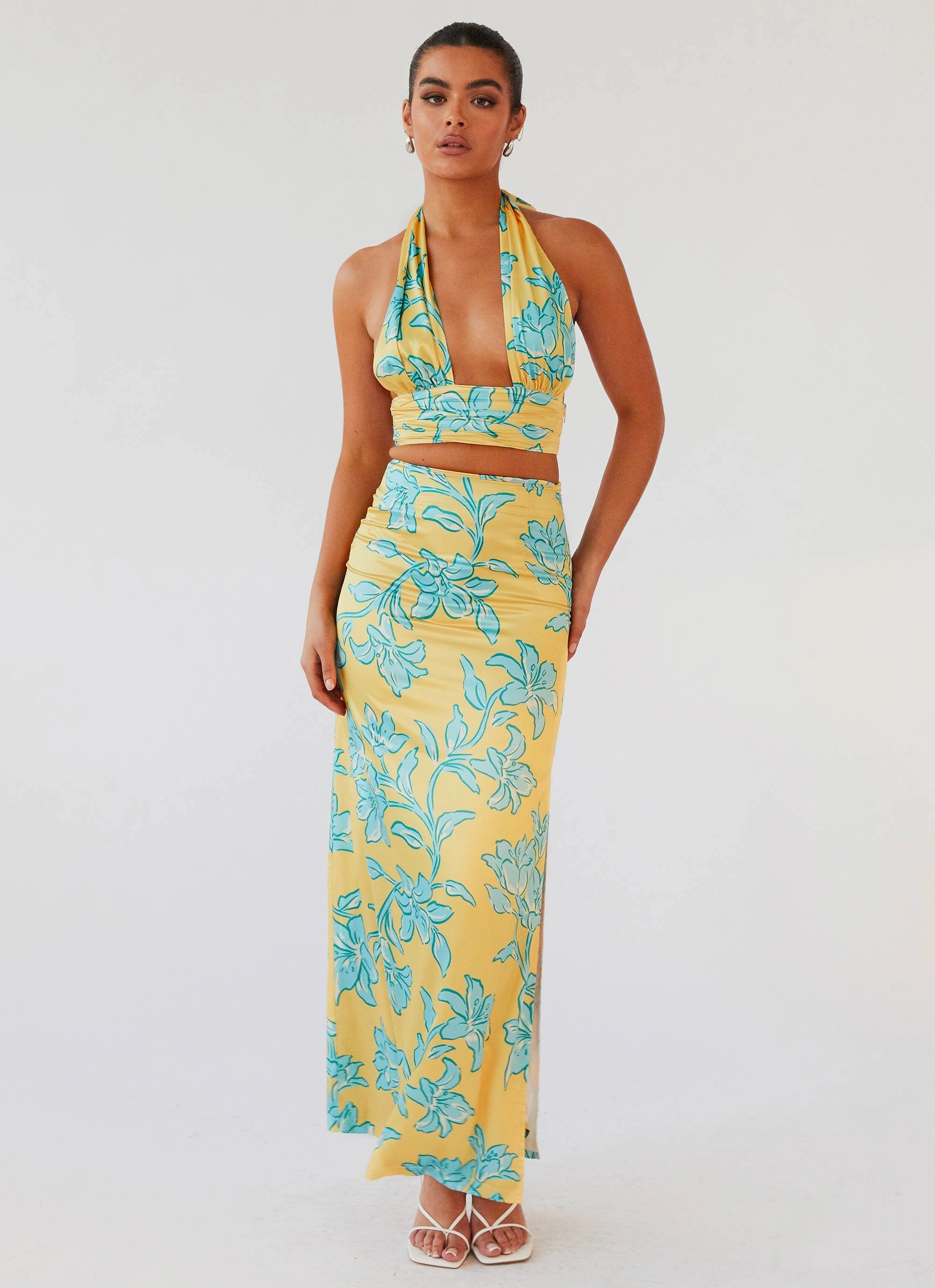 Amalia Satin Maxi Skirt - Golden Bloom Bestseller Item