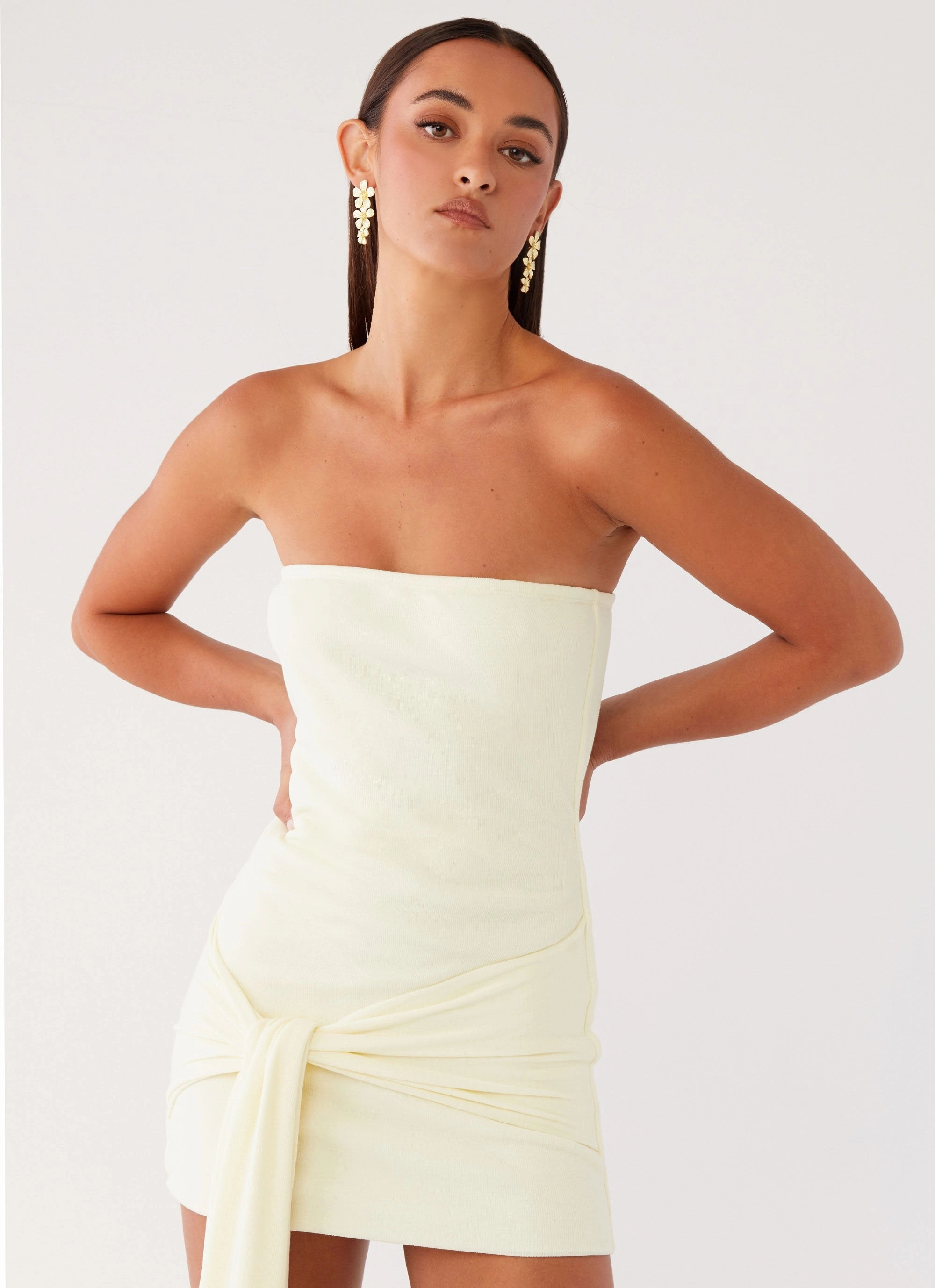 Eternal Gaze Strapless Wrap Mini Dress - Ivory Street Vibe Fashionable Comfort Wear