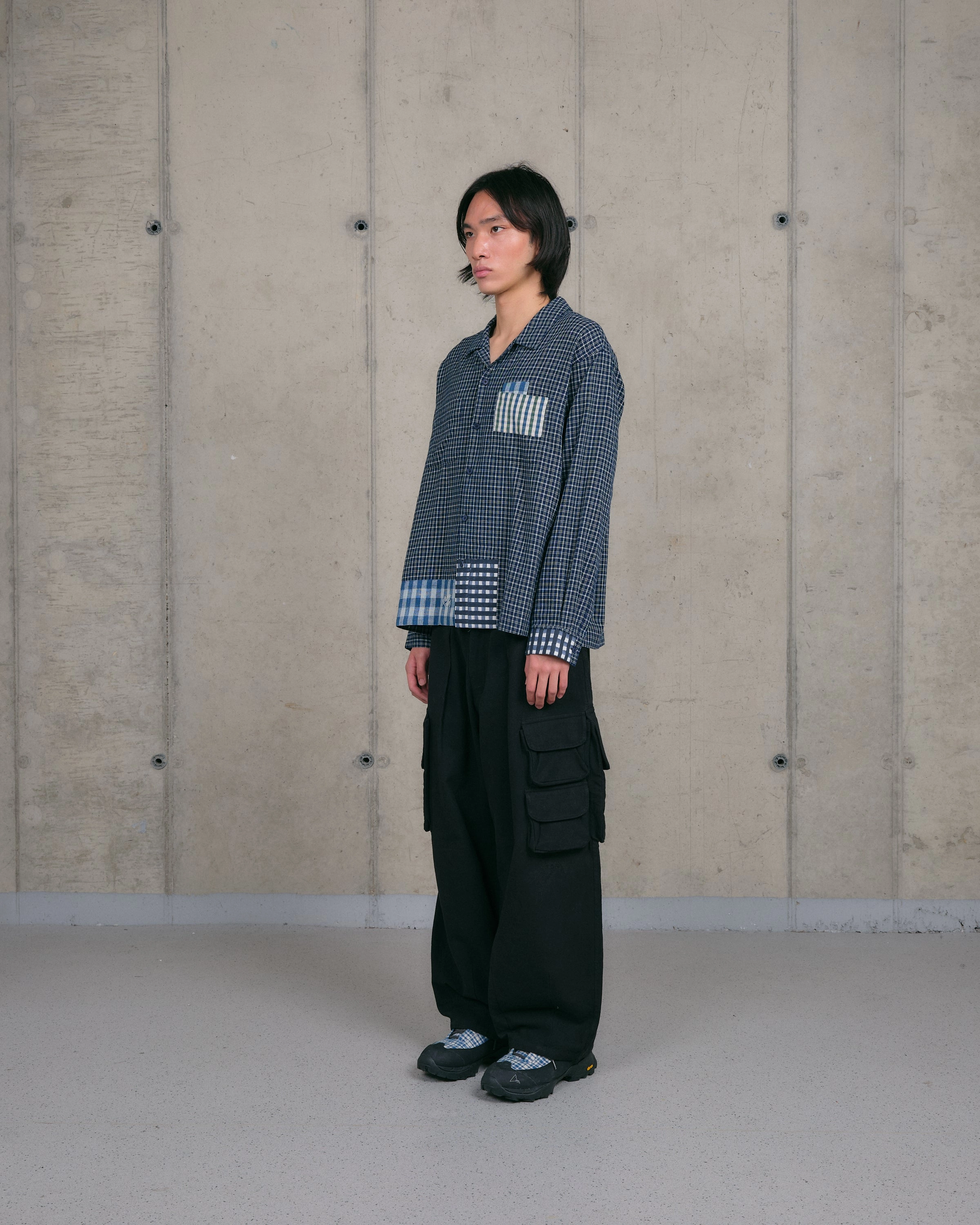 Street Flex Lounge Mode PA Shirt LS - Indigo Picnic Handloom