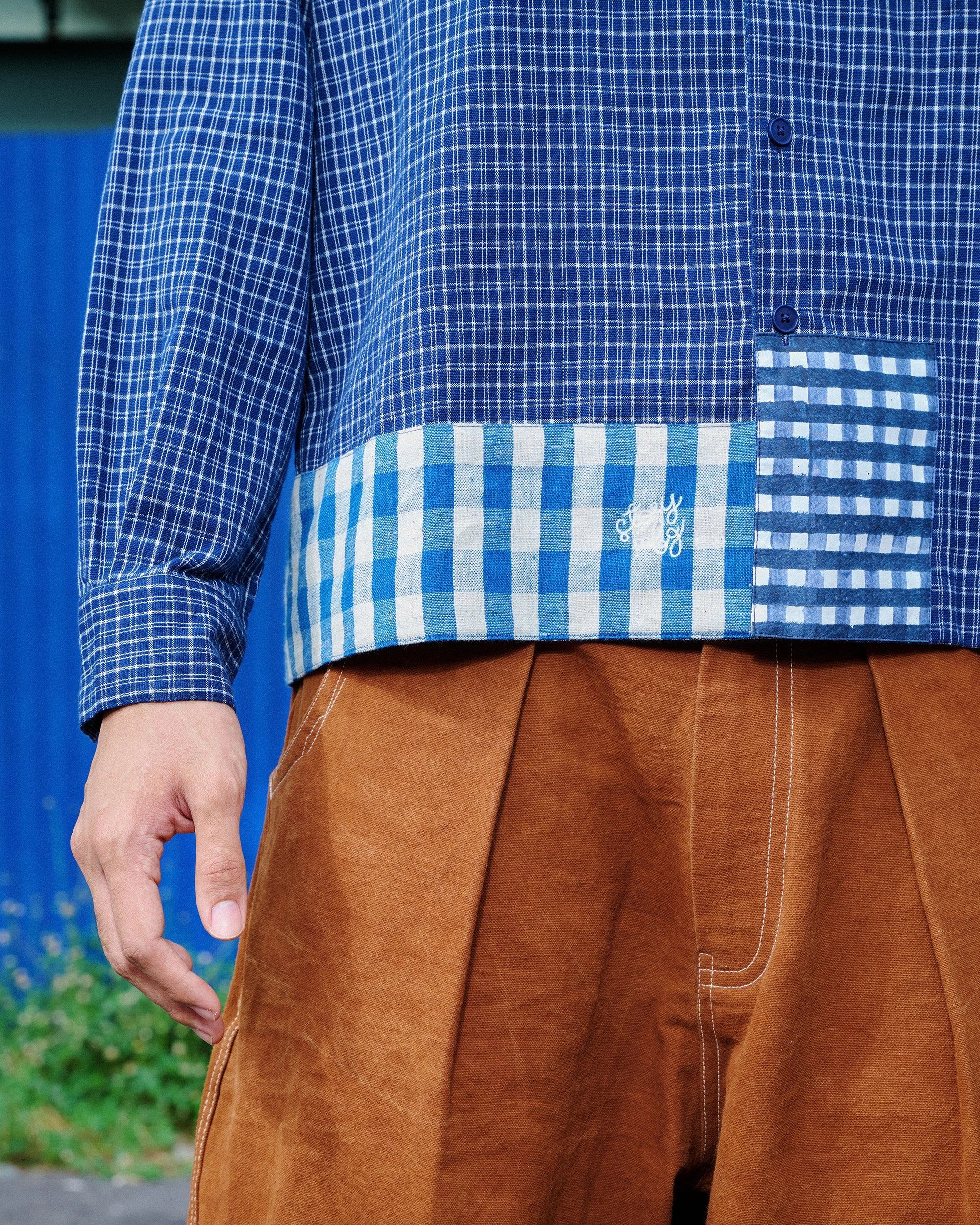 PA Shirt LS - Indigo Picnic Handloom Basic essential London Cool