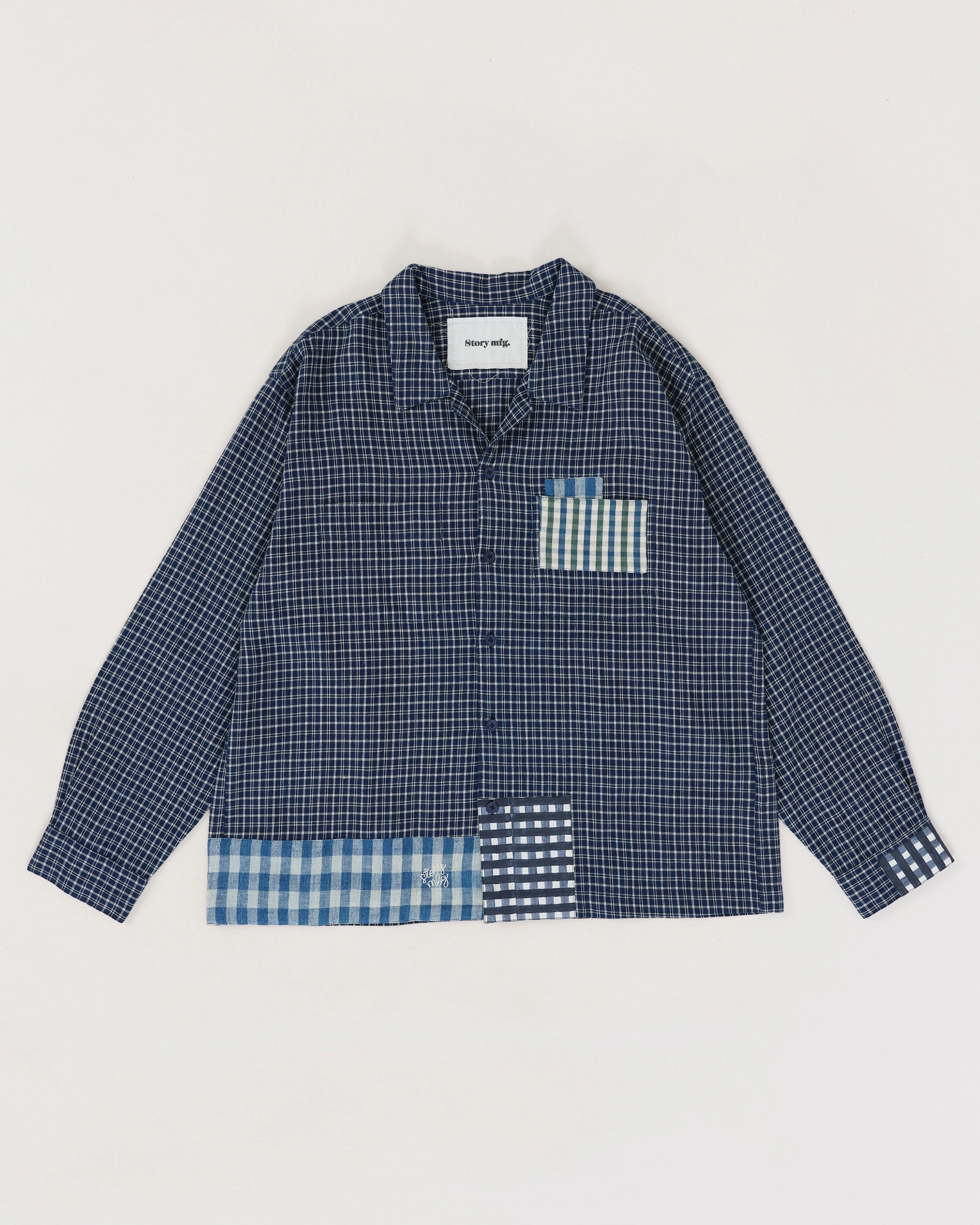 Decorative-Design animal-print PA Shirt LS - Indigo Picnic Handloom