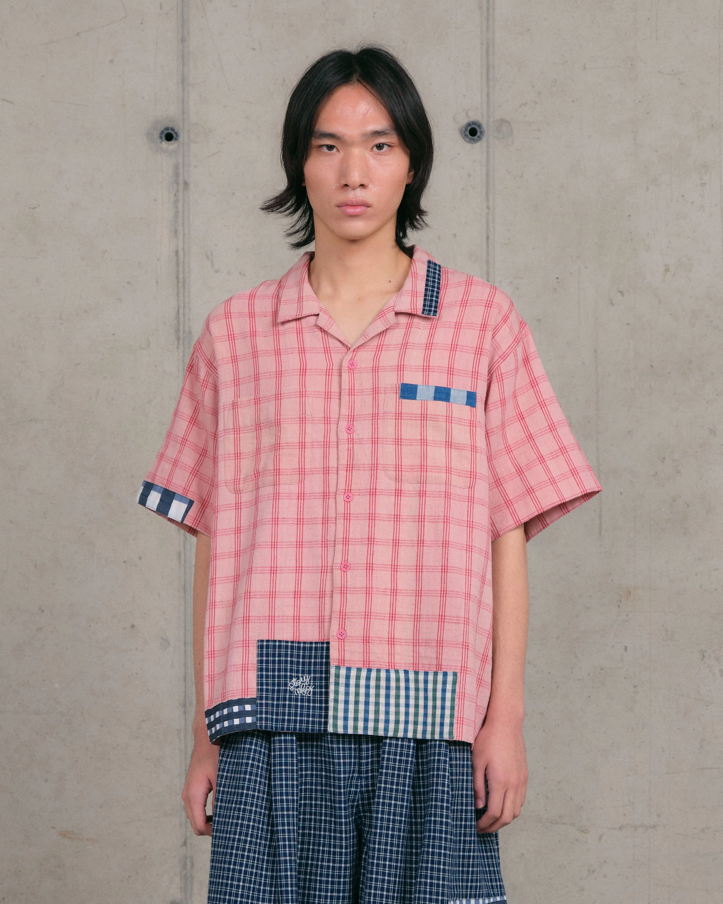 PA Shirt SS - Pink Picnic Handloom Hidden Zipper