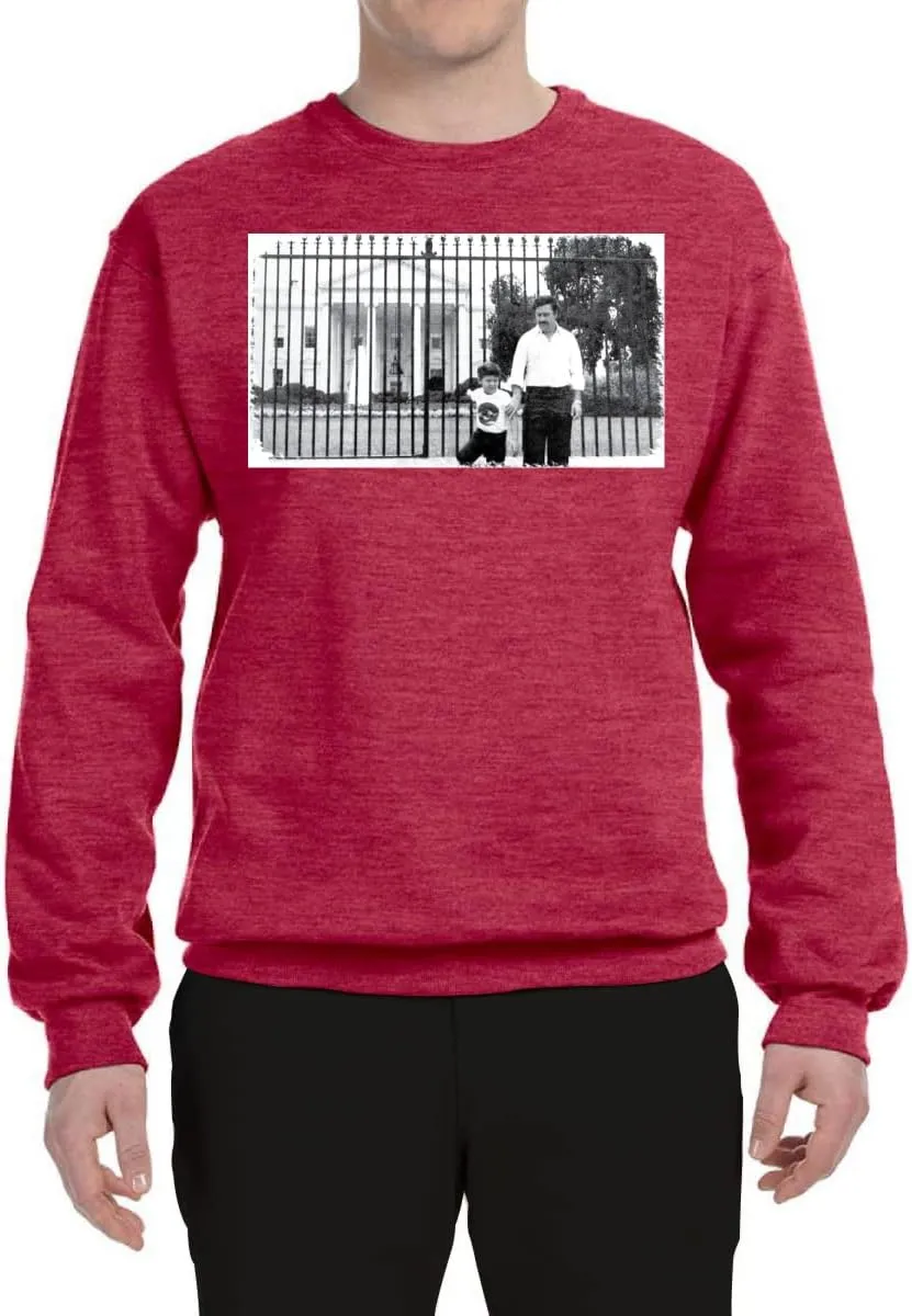 Pablo Escobar Medellin Cartel Cocaine Cowboys White House Picture Pop Culture Unisex Crewneck Graphic Sweatshirt