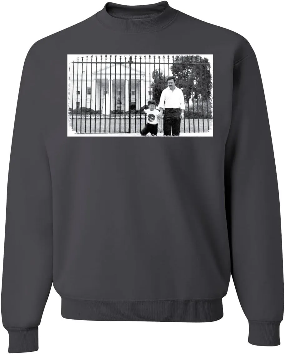 Pablo Escobar Medellin Cartel Cocaine Cowboys White House Picture Pop Culture Unisex Crewneck Graphic Sweatshirt