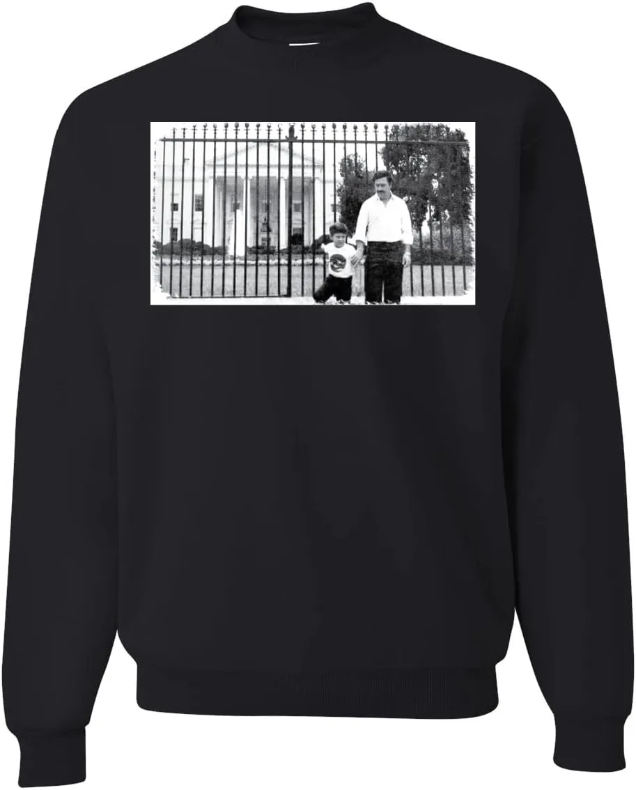 Pablo Escobar Medellin Cartel Cocaine Cowboys White House Picture Pop Culture Unisex Crewneck Graphic Sweatshirt
