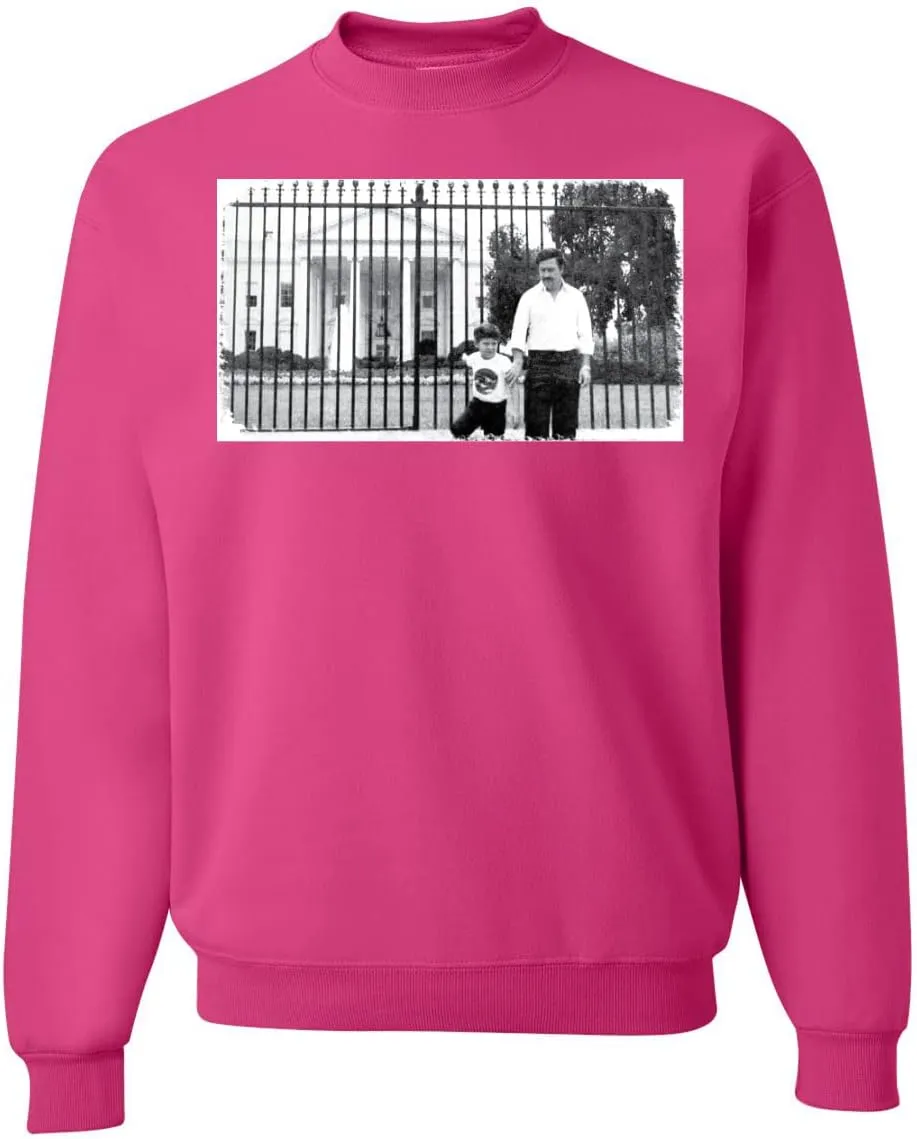 Pablo Escobar Medellin Cartel Cocaine Cowboys White House Picture Pop Culture Unisex Crewneck Graphic Sweatshirt