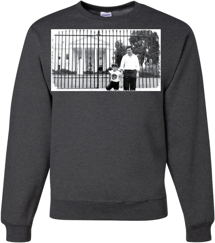 Pablo Escobar Medellin Cartel Cocaine Cowboys White House Picture Pop Culture Unisex Crewneck Graphic Sweatshirt