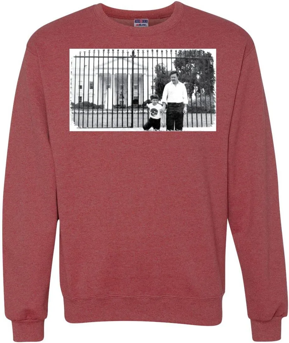 Pablo Escobar Medellin Cartel Cocaine Cowboys White House Picture Pop Culture Unisex Crewneck Graphic Sweatshirt