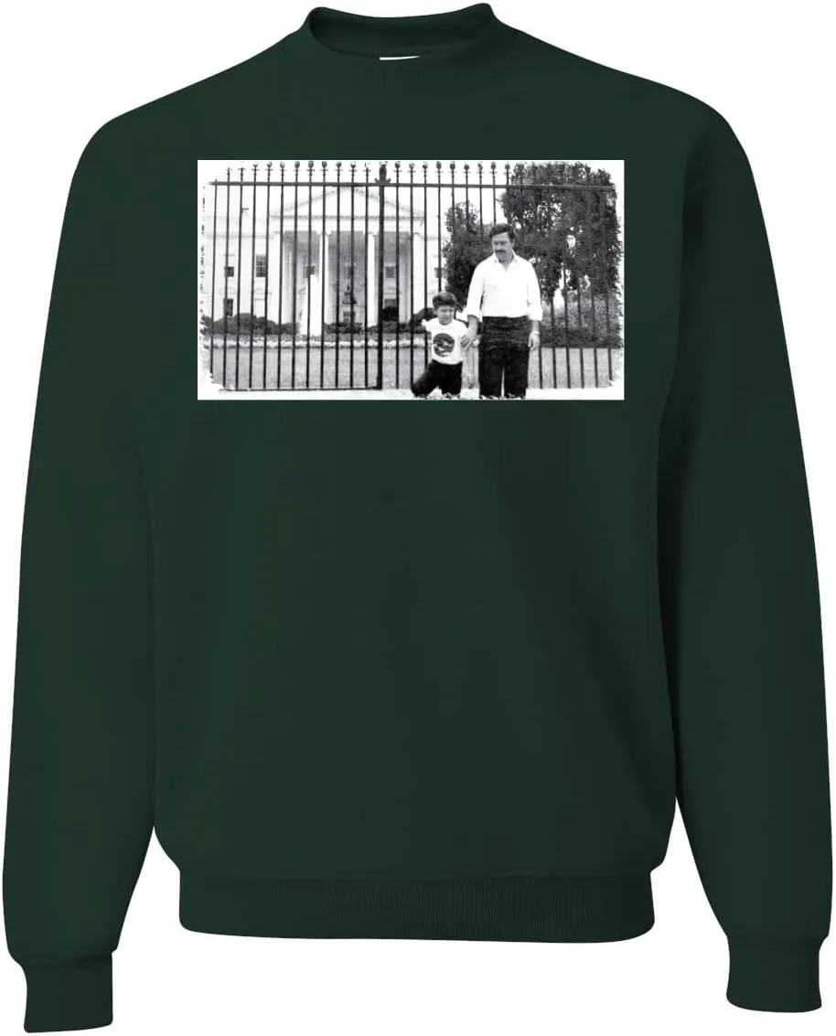 Pablo Escobar Medellin Cartel Cocaine Cowboys White House Picture Pop Culture Unisex Crewneck Graphic Sweatshirt
