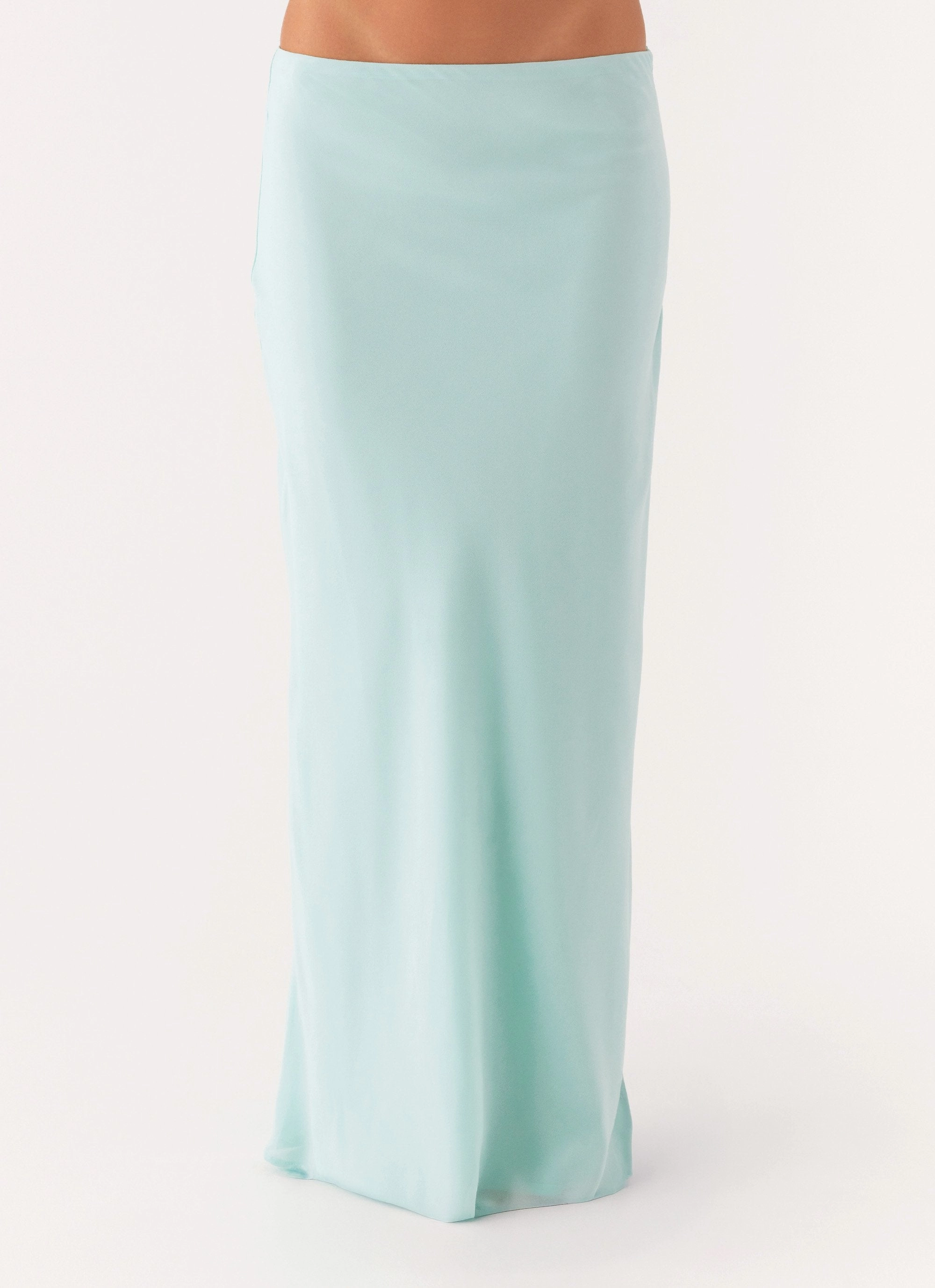 Another Life Chiffon Maxi Skirt - Pale Blue Side Pockets Handmade Quality