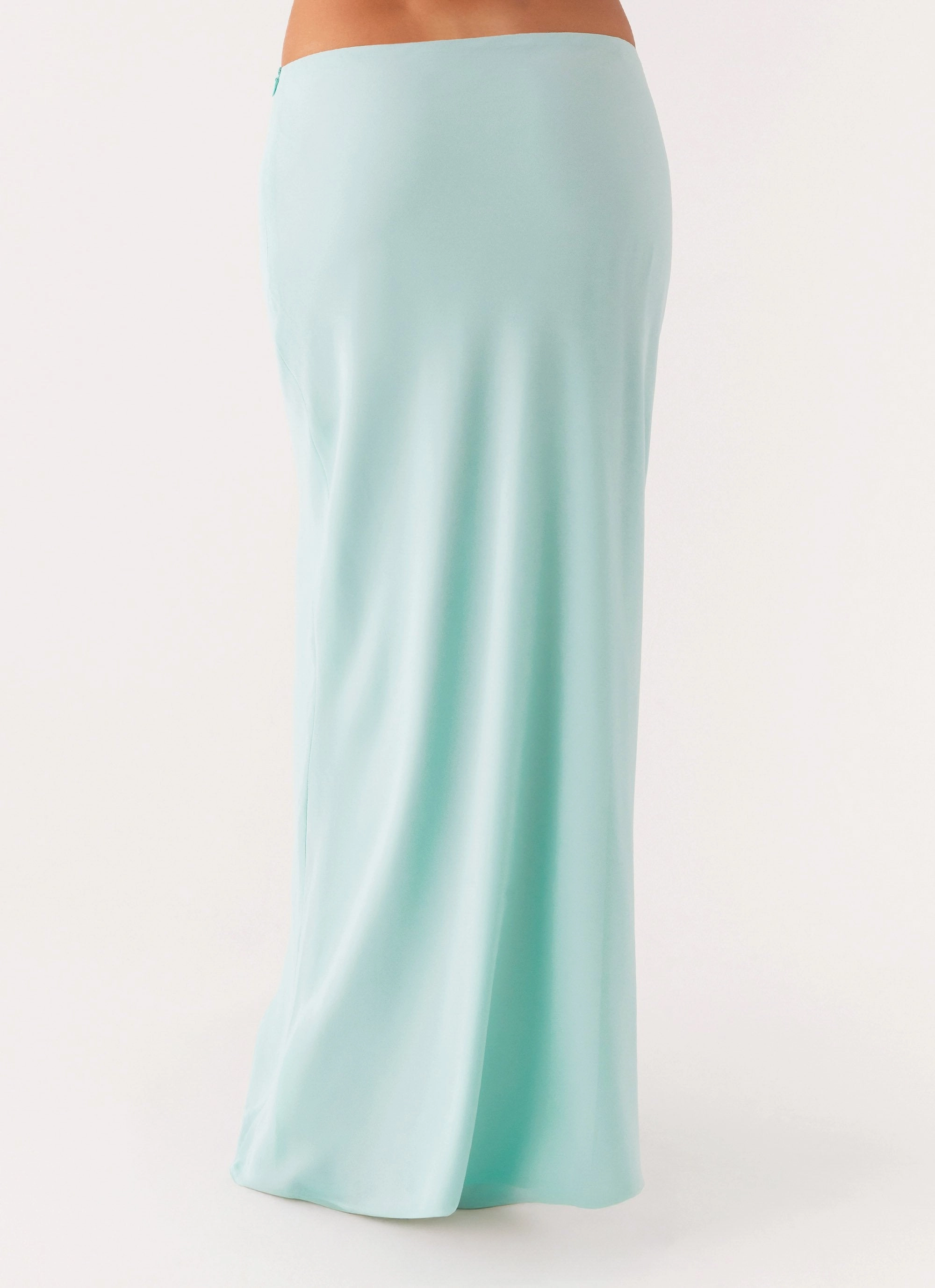Another Life Chiffon Maxi Skirt - Pale Blue Polished Style Mid Rise