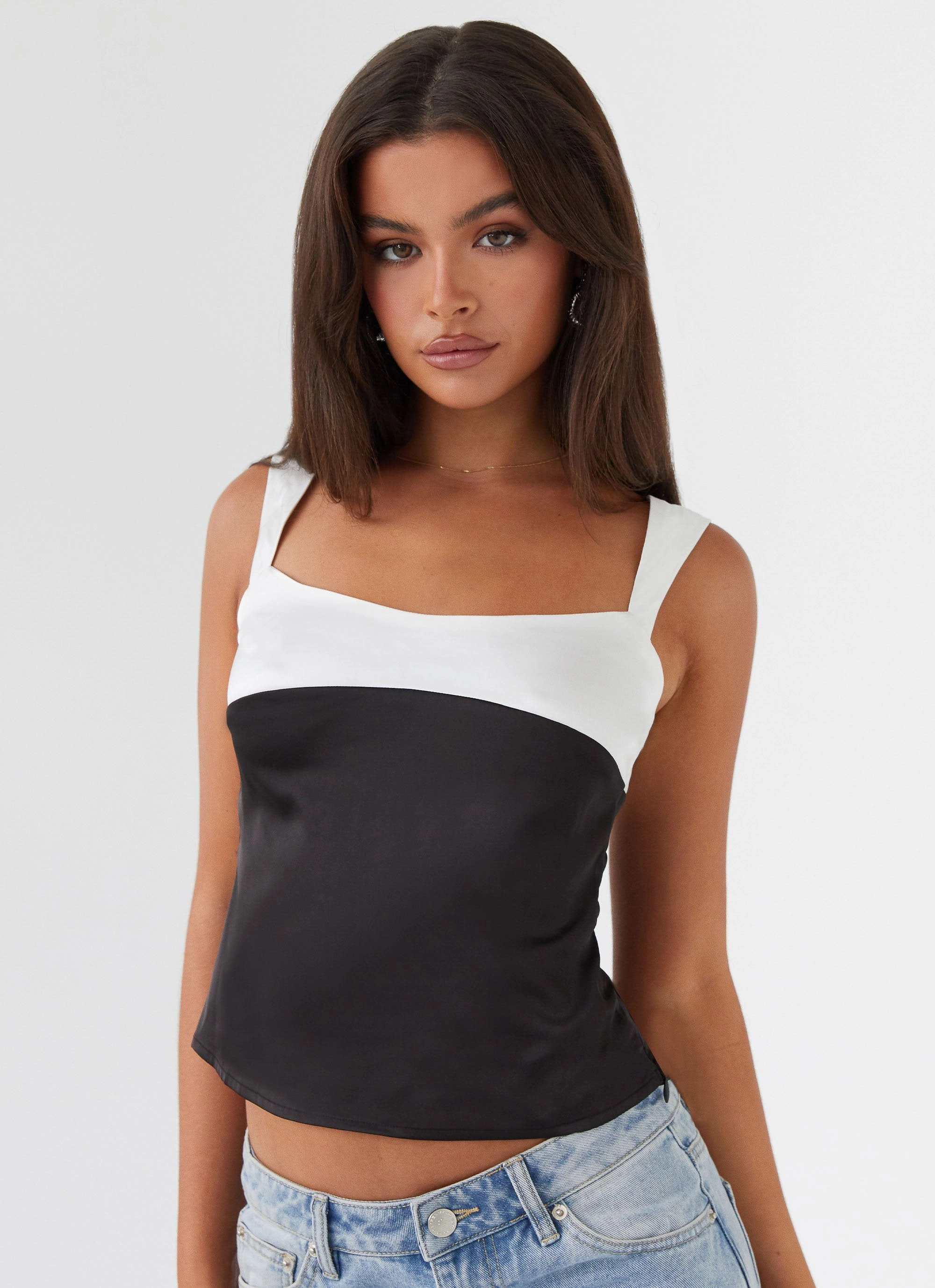 StretchFabric Lylah Satin Top - Onyx