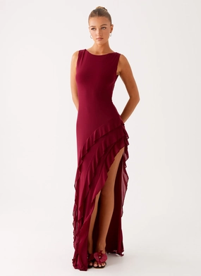 Hendrix Maxi Dress - Raspberry Wine Light Mood Tailored Style