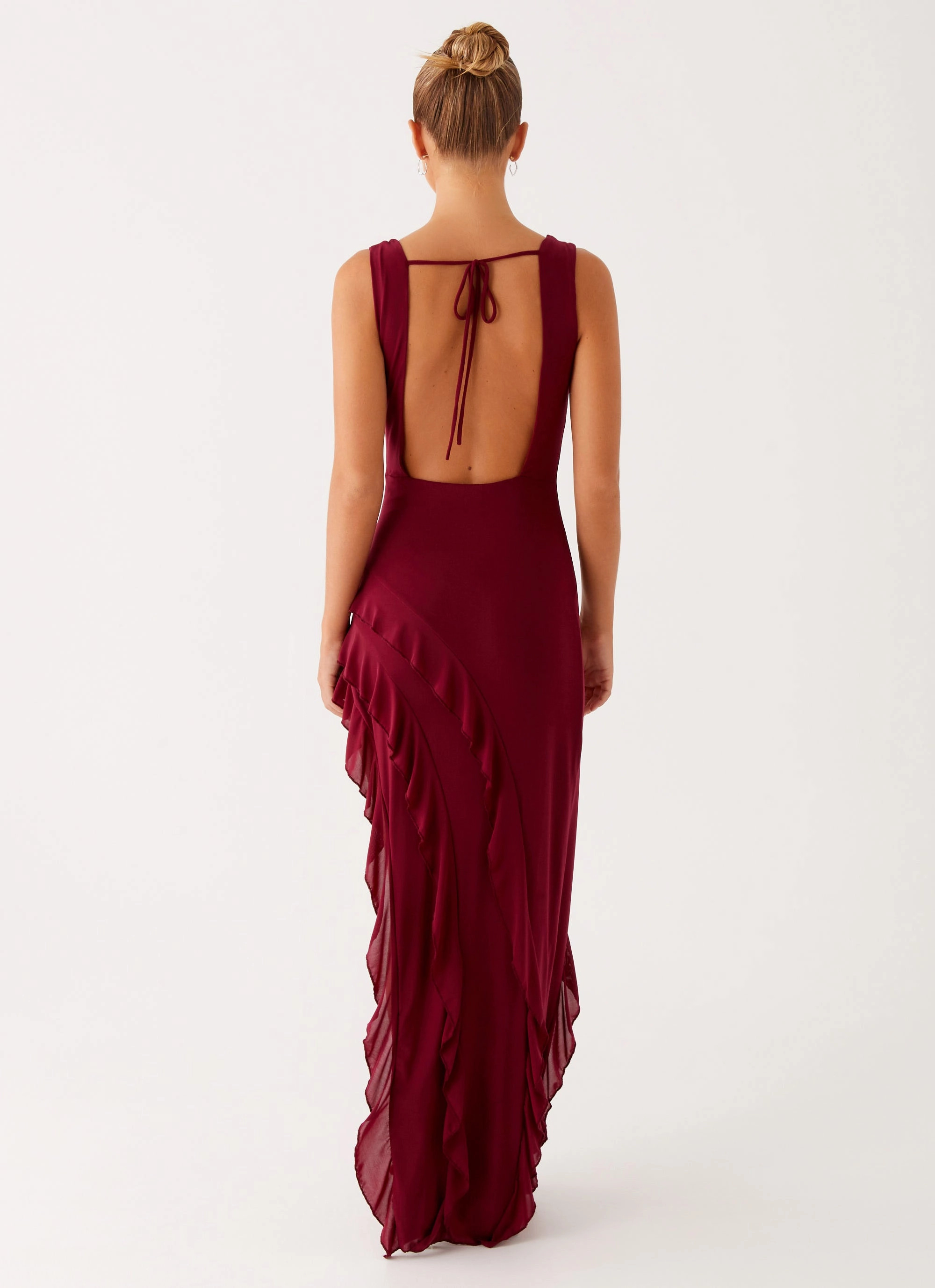Geometric-pattern Youthful Look Hendrix Maxi Dress - Raspberry Wine