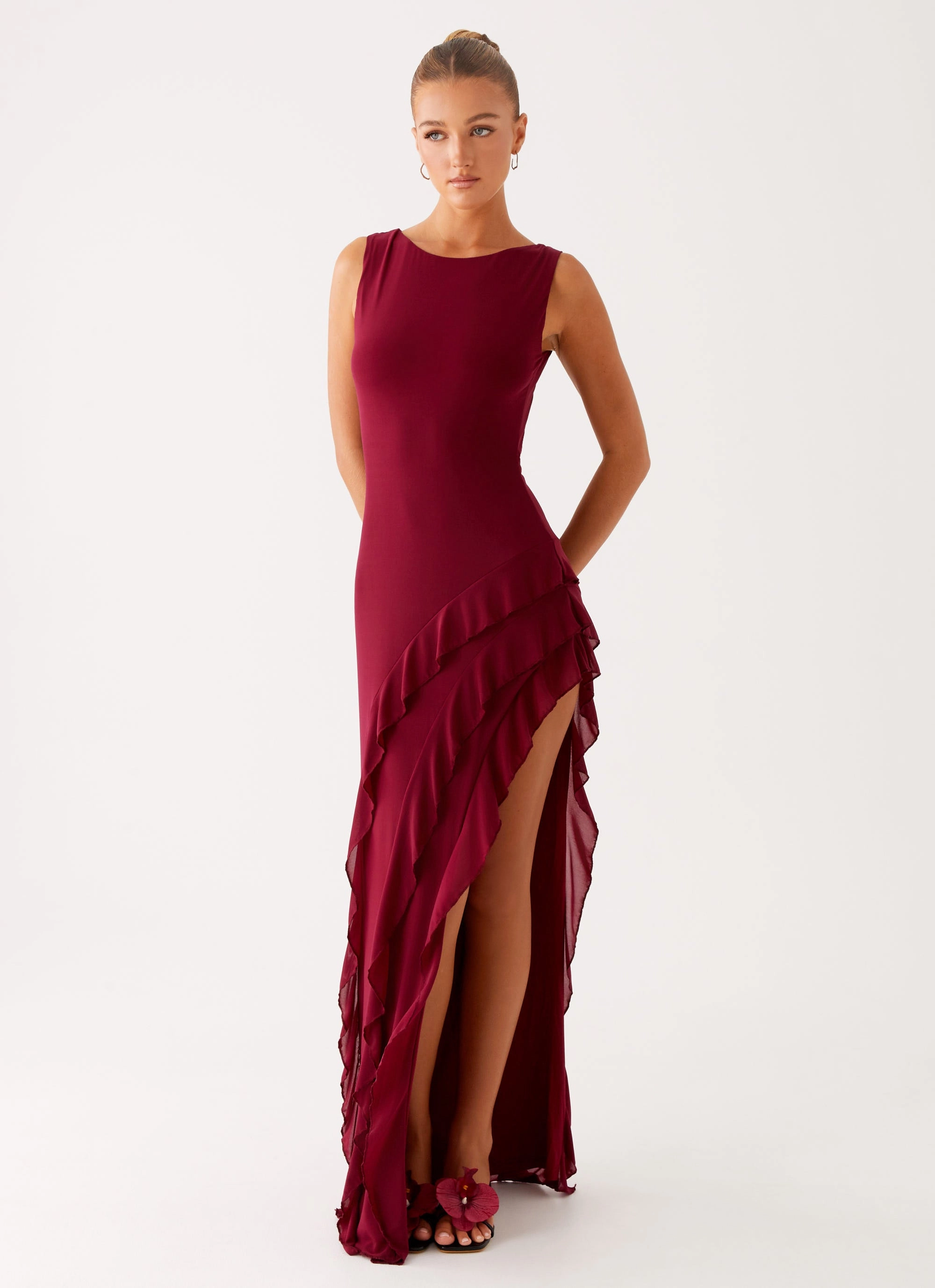 Hendrix Maxi Dress - Raspberry Wine Light Mood Tailored Style
