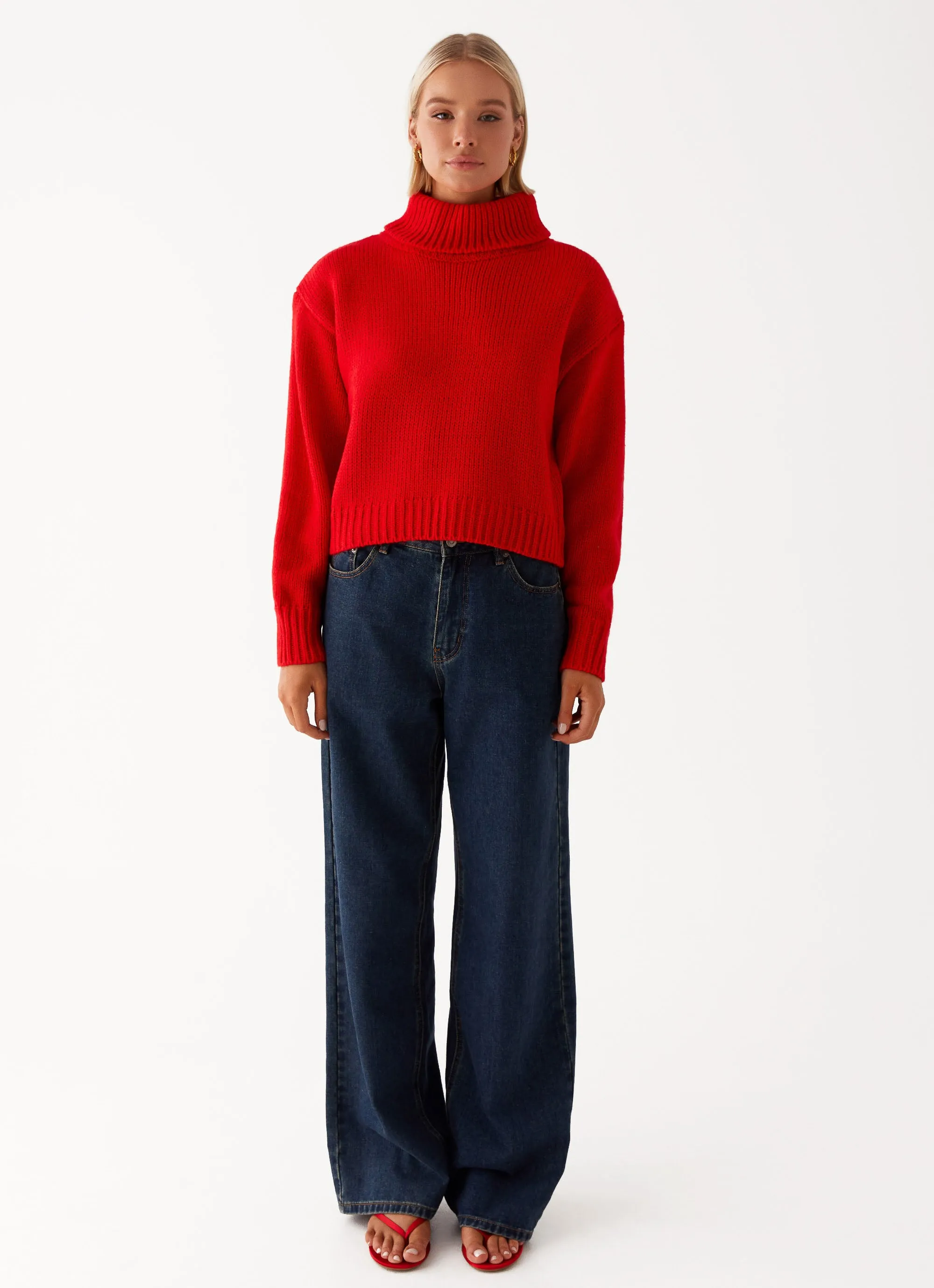 Paint The Town Red Oversized Knit Jumper - Red BreathableMaterial StaticResistant Material
