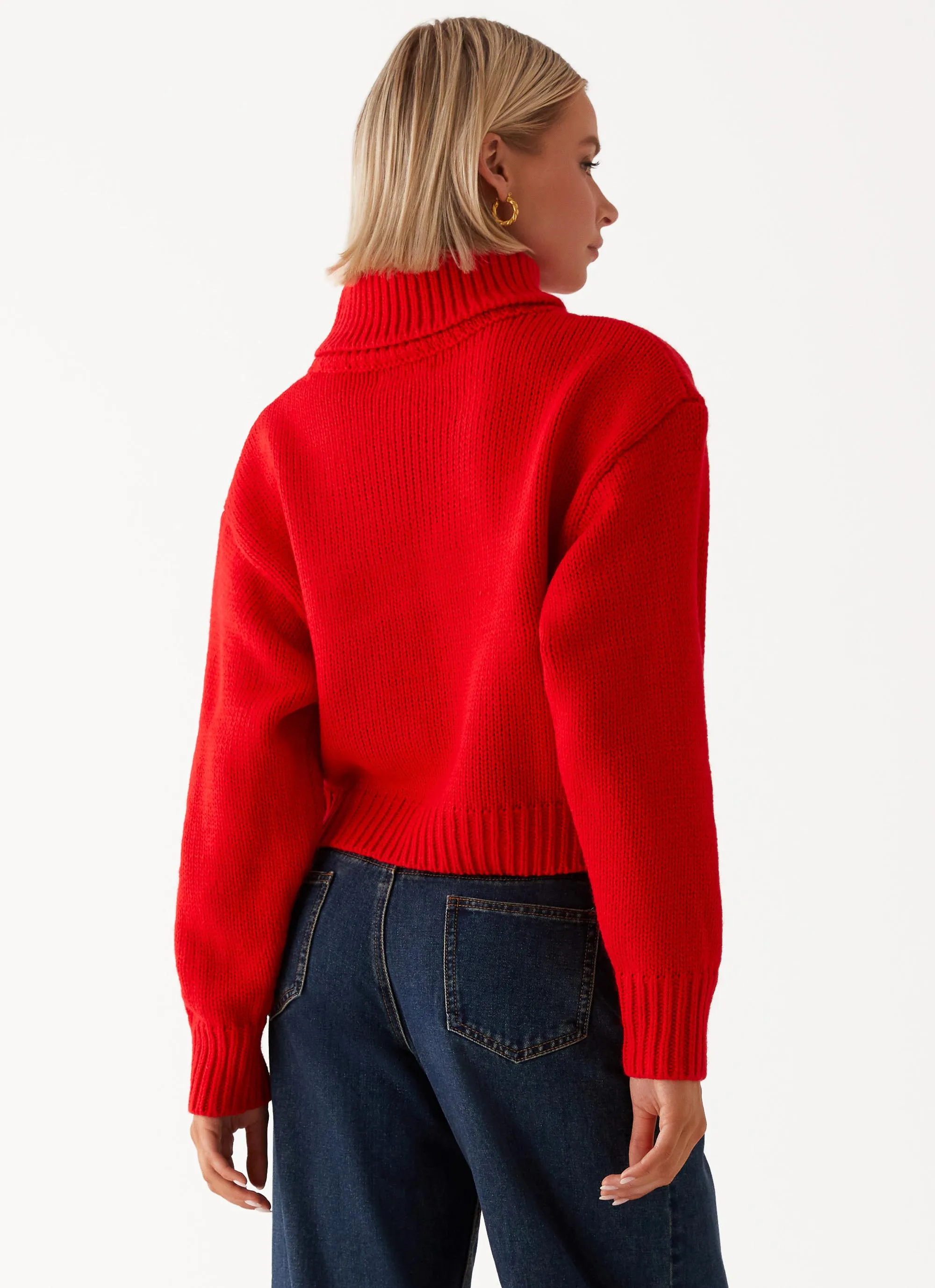 Paint The Town Red Oversized Knit Jumper - Red LightweightWeave