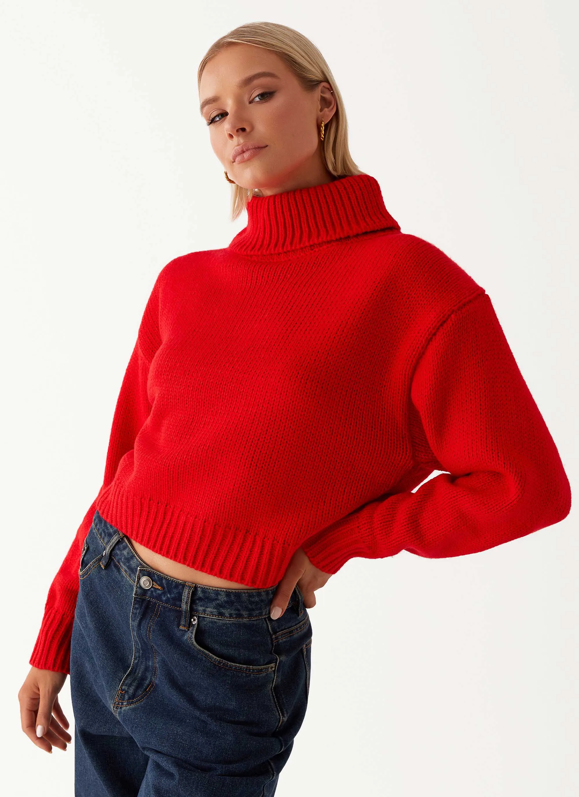 Airflow Optimized Weave Paint The Town Red Oversized Knit Jumper - Red