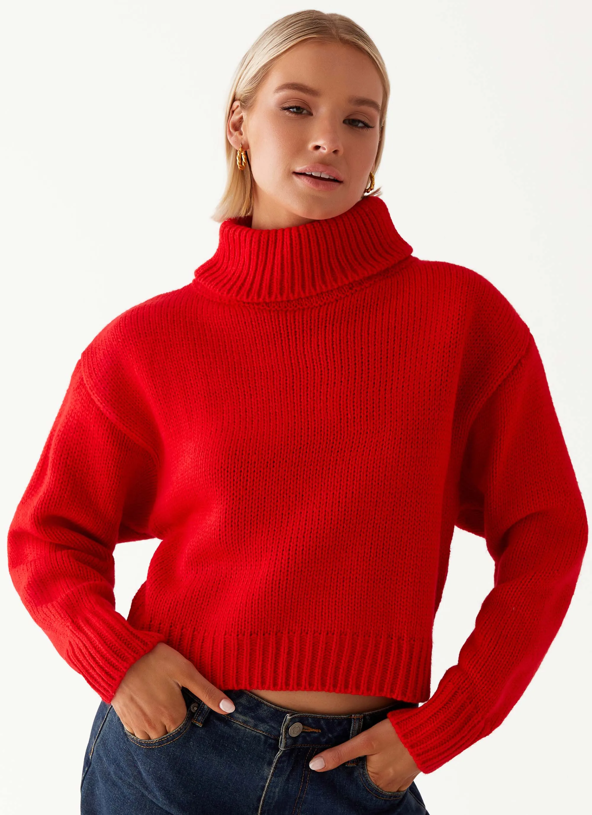 QuickRelease Closure Paint The Town Red Oversized Knit Jumper - Red