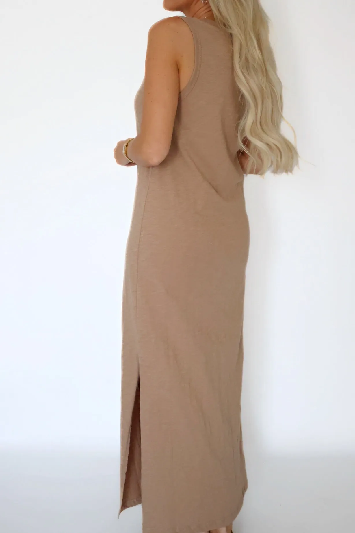 Palisades Midi Dress - Iced Coffee Flattering Waist