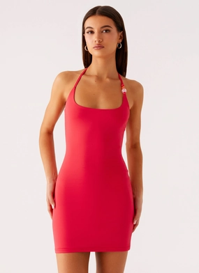 Smooth Drape Bless Touch Palm Beach Mini Dress - Pink