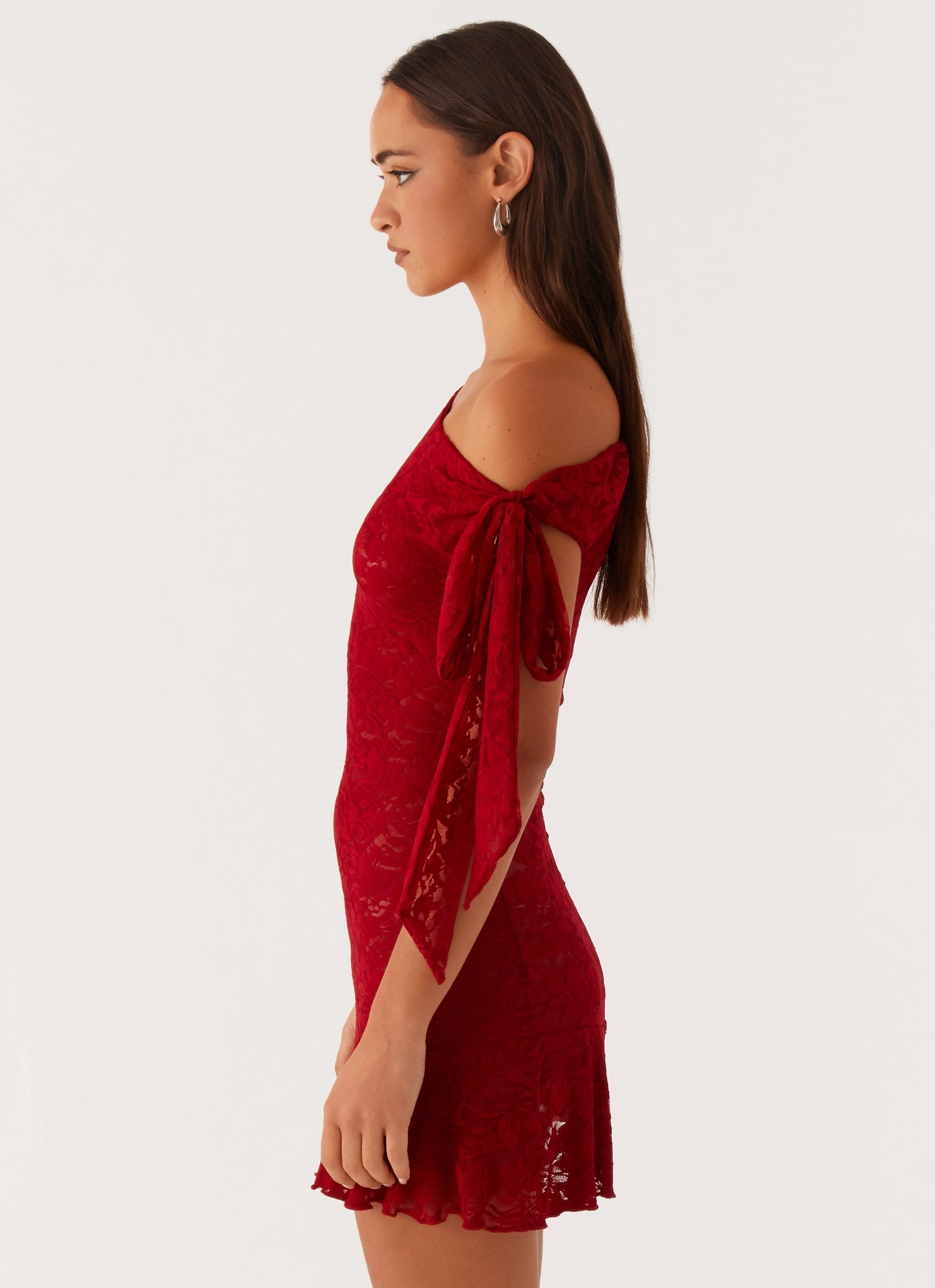 Palm House Lace Mini Dress - Red Versatile Style Wear