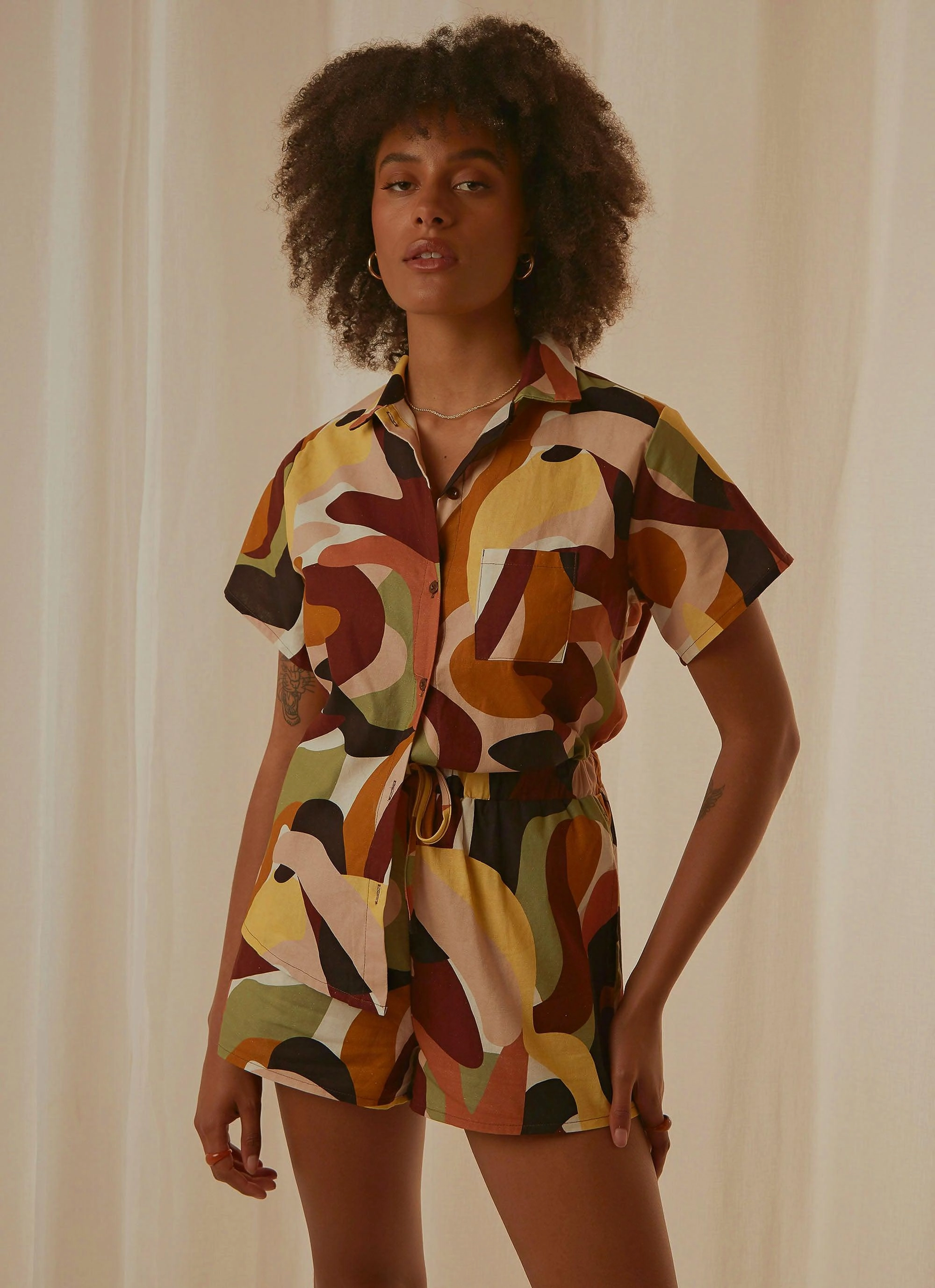 Paloma Shirt - Tropicola Multi Panel Construction