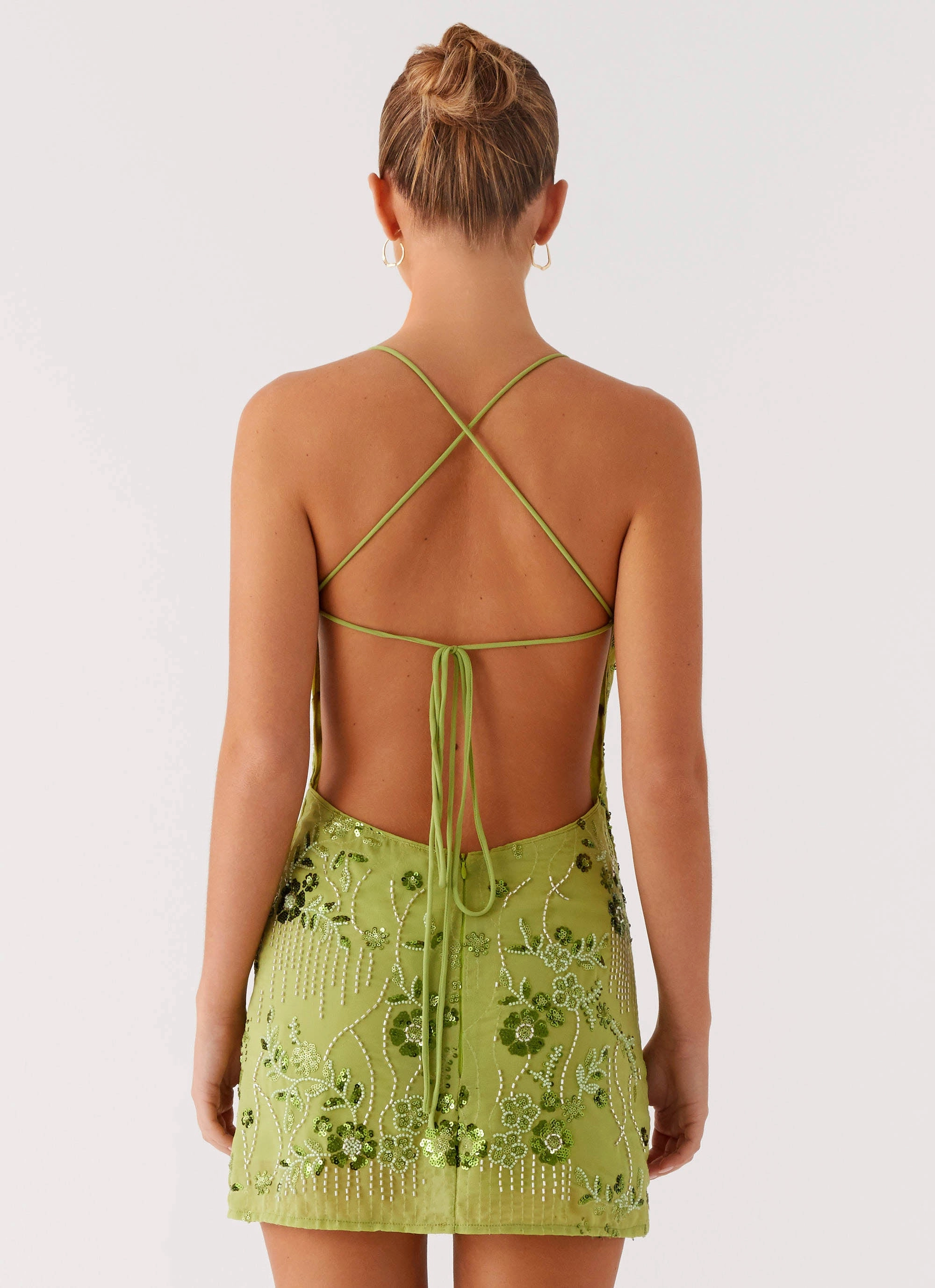 Vietta Sequin Cami Mini Dress - Lime Sophisticated Elegance
