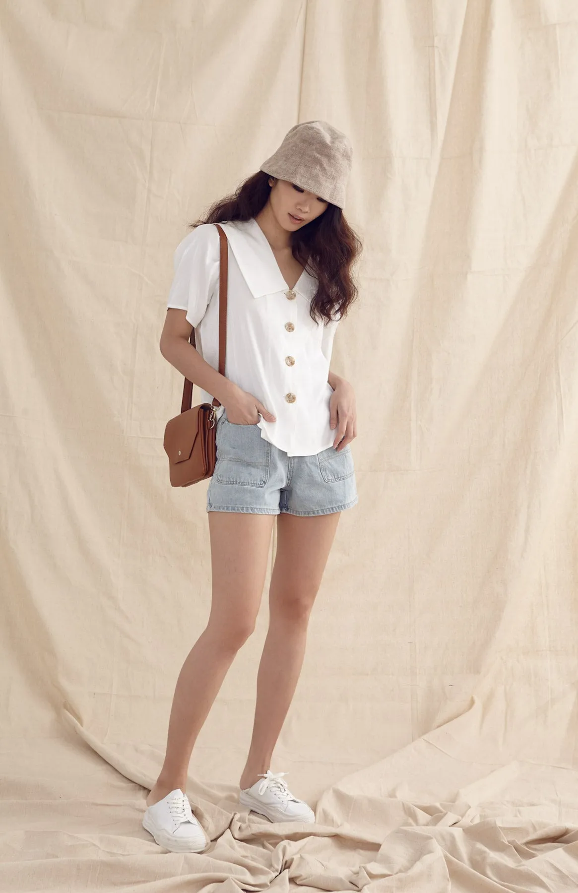 Paper Bag Denim Shorts