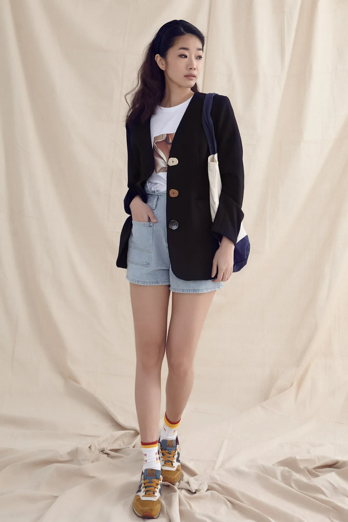 Paper Bag Denim Shorts
