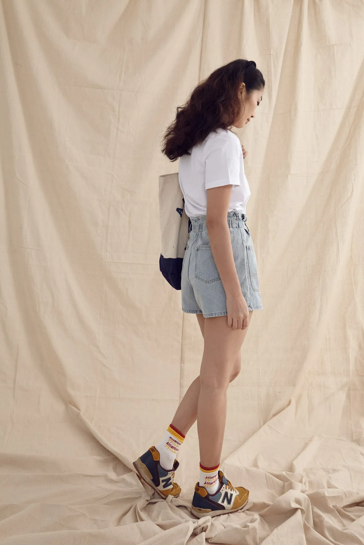 Paper Bag Denim Shorts